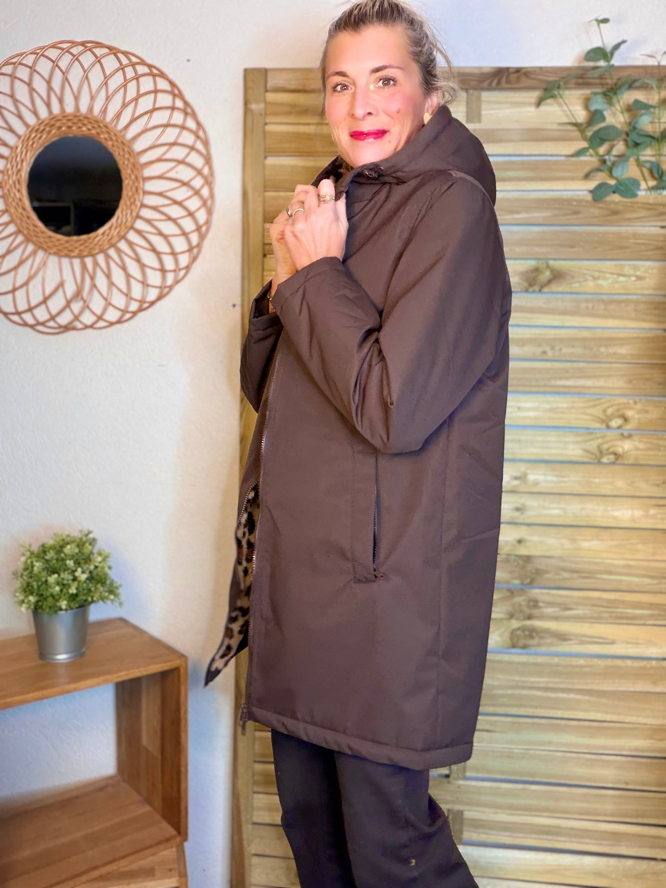 Parka déperlante fourrée Léo ALBANE -  Chocolat