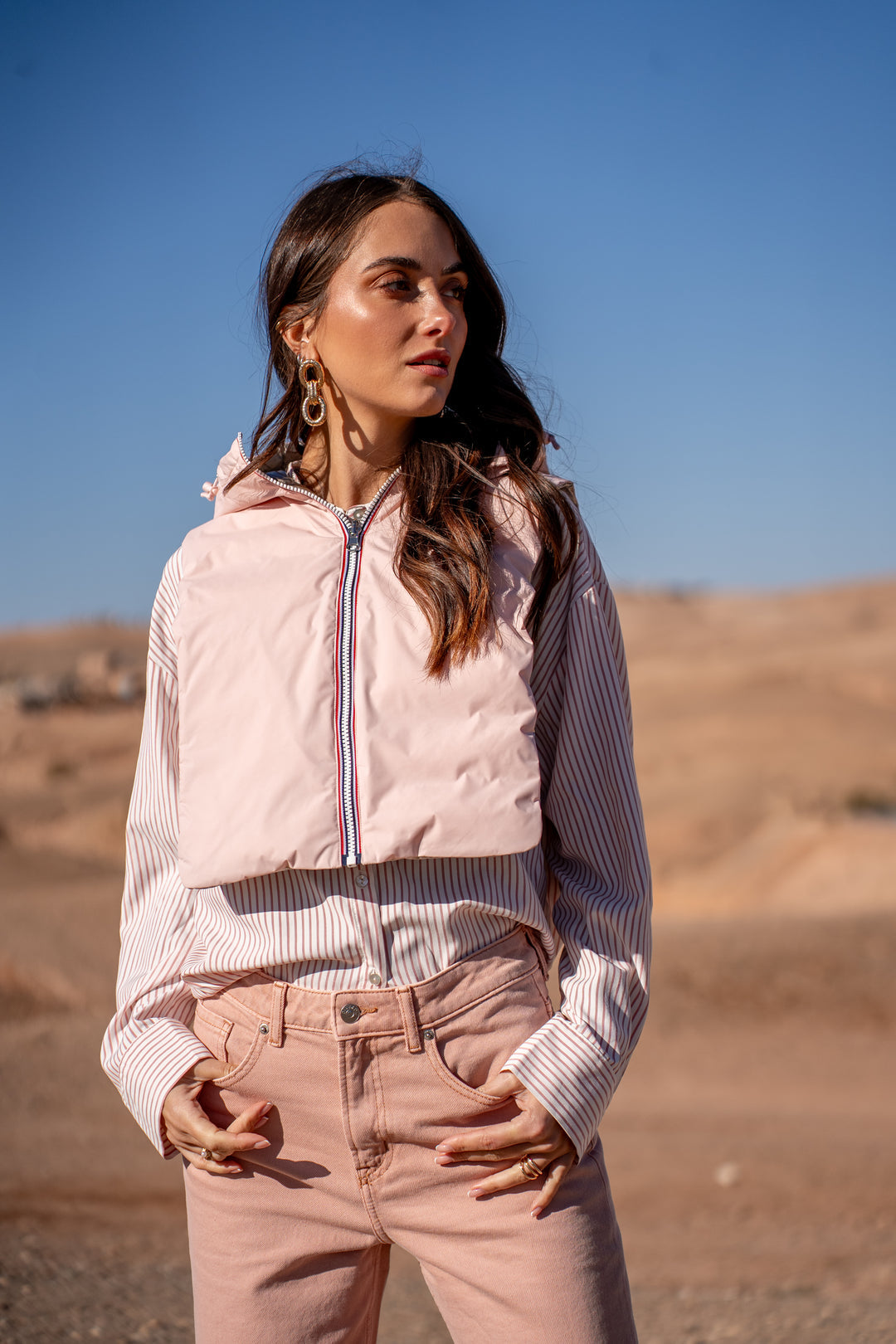 Col capuche amovible réversible  DANY - LAURA JO - Rose / Doré