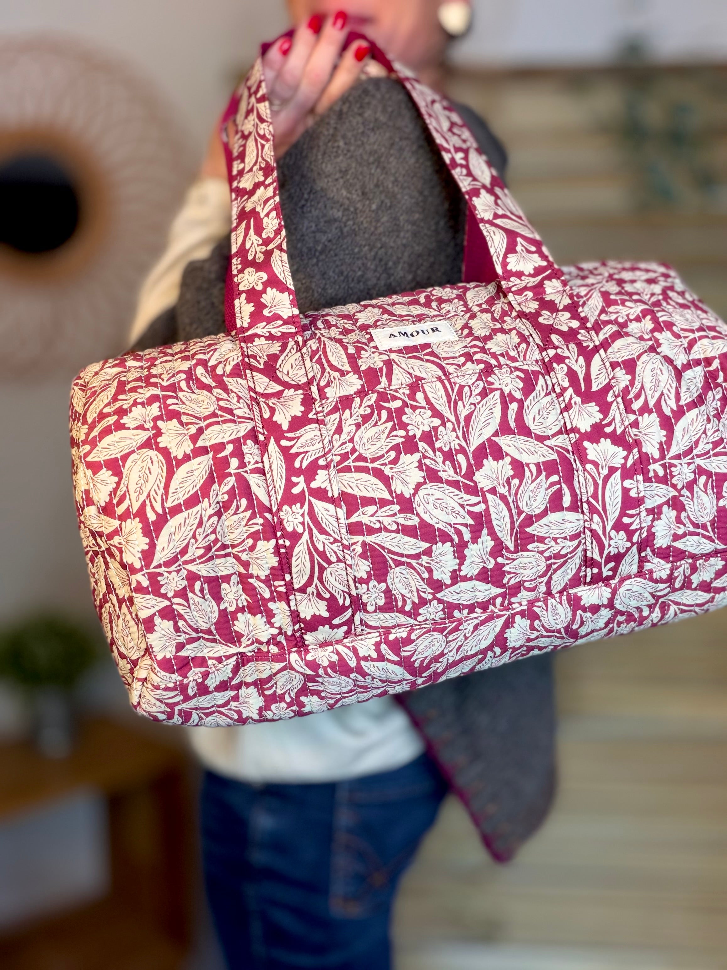 Sac polochon imprimé TARA - Fleuri Magenta