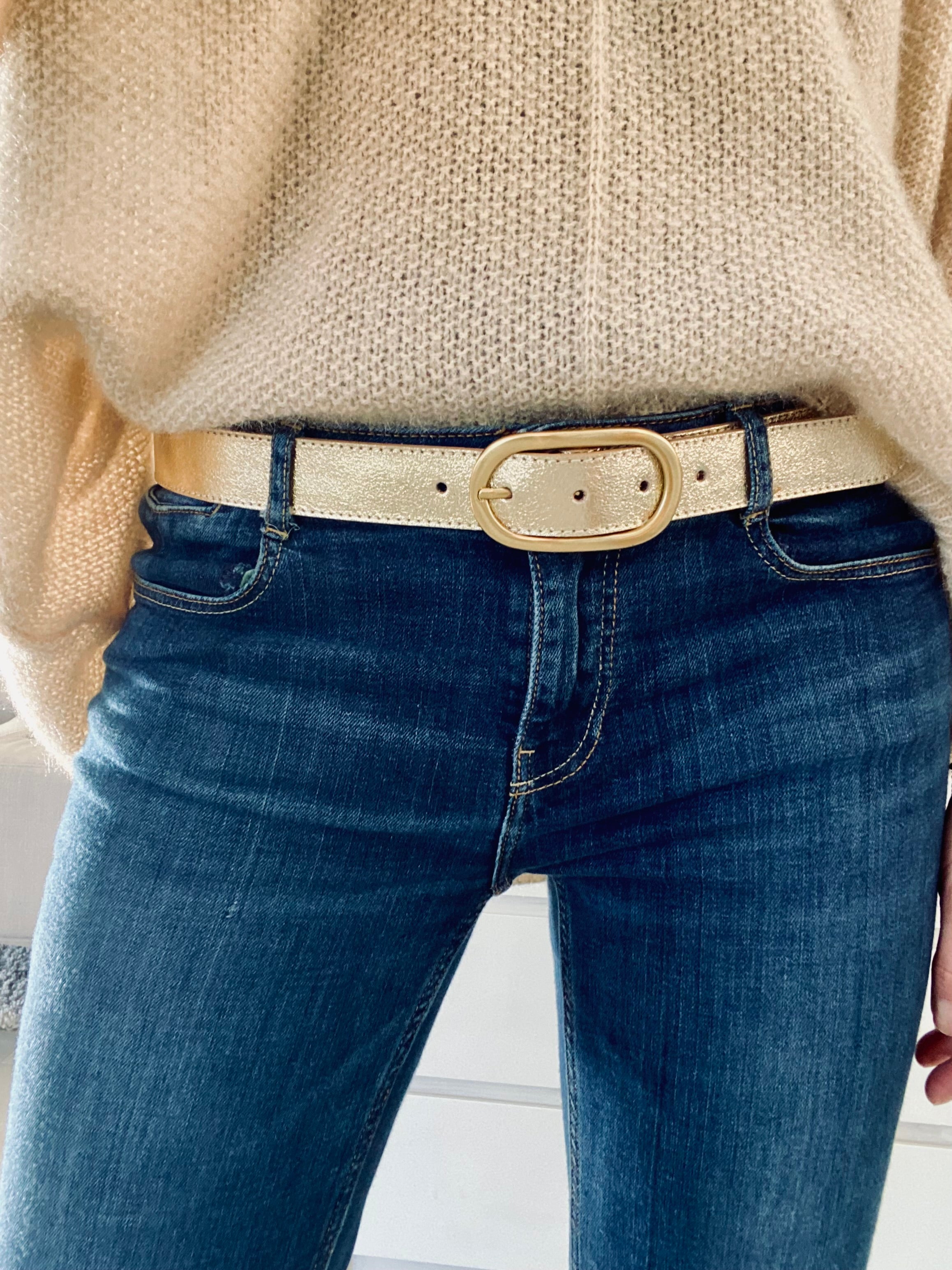 Ceinture boucle laiton - ABBY - Doré