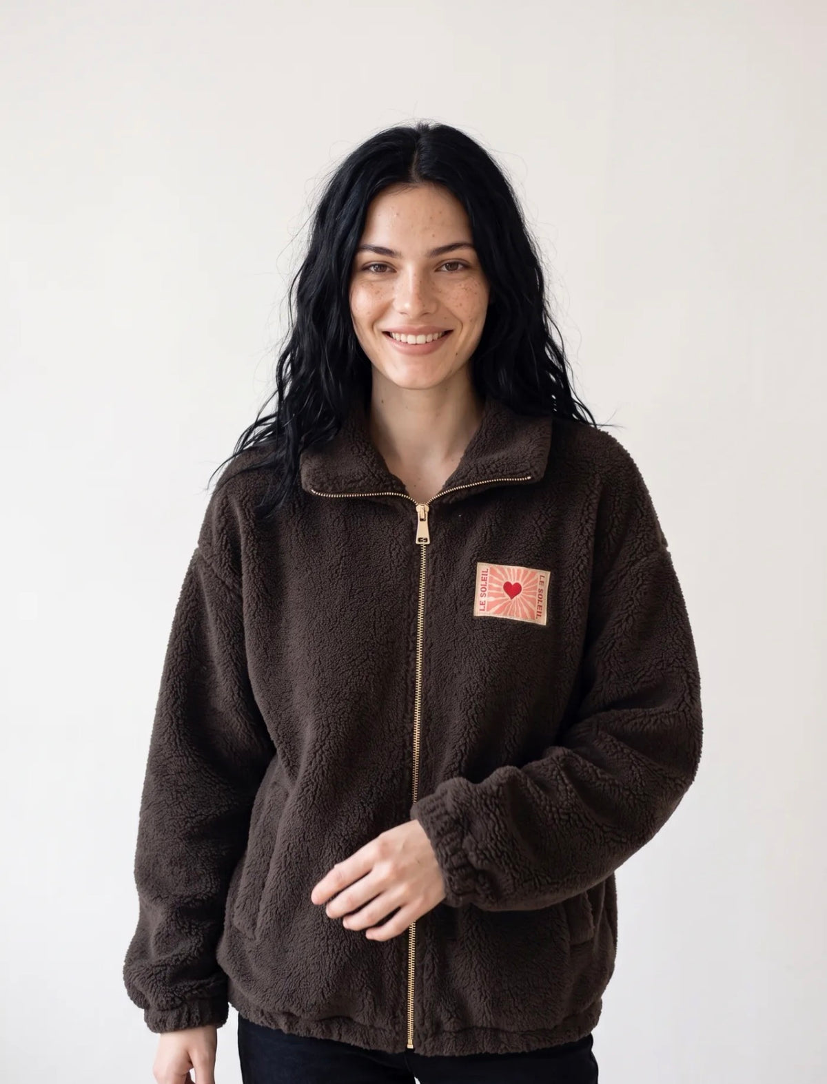 ⚡️ARRIVAGE • Veste Sherpa zippée « Soleil » DORO Chocolat