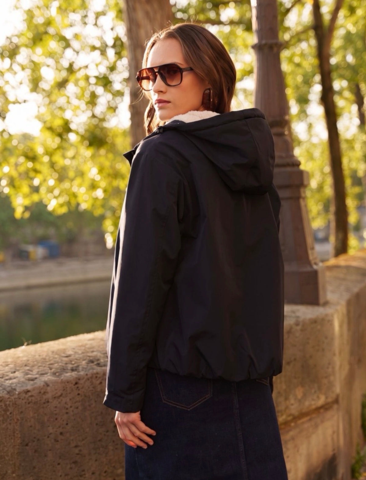 LAURA JO - Imperméable fourrée EVA court - Noir
