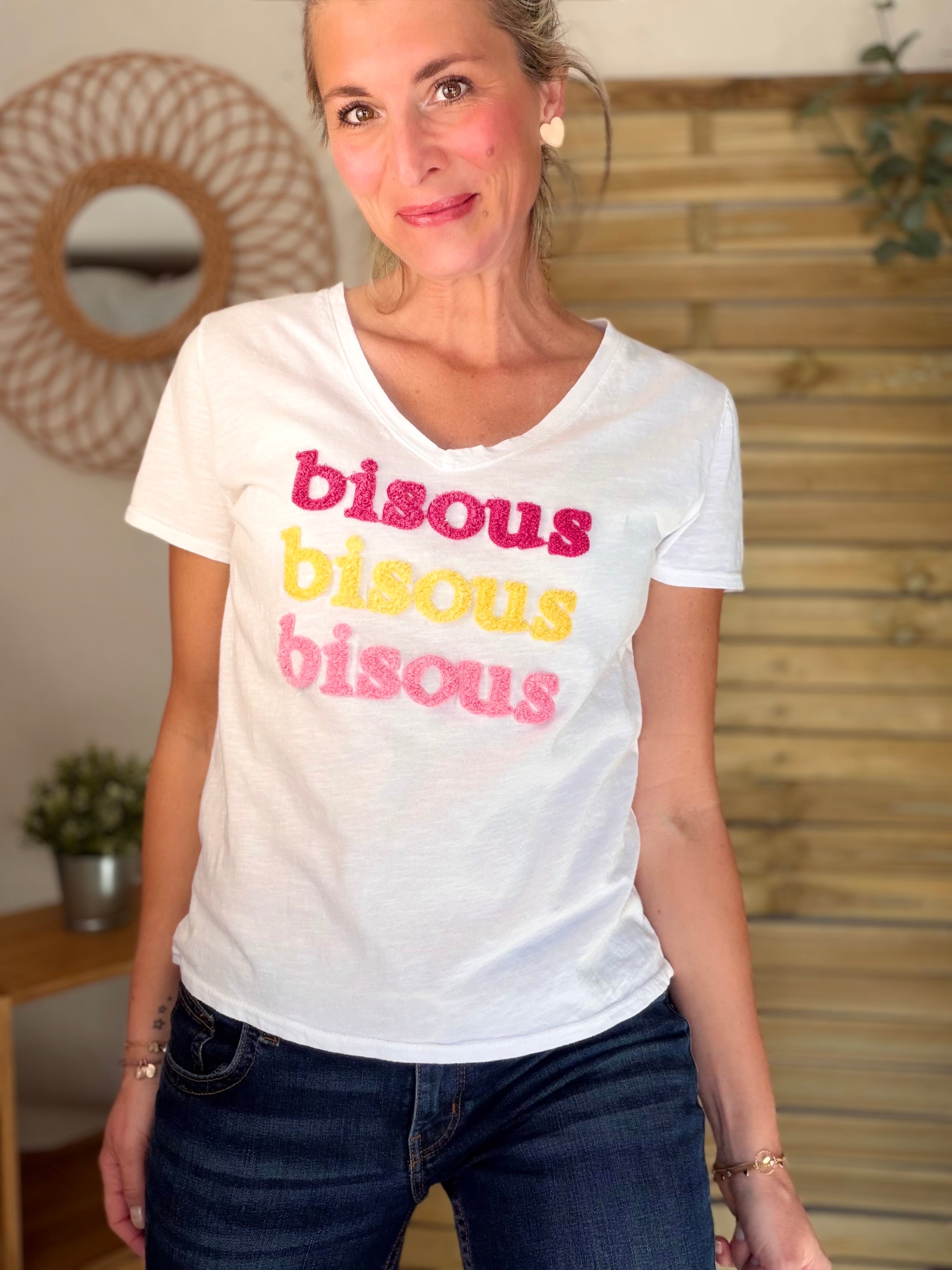 Tee shirt col V bisous ISAURE