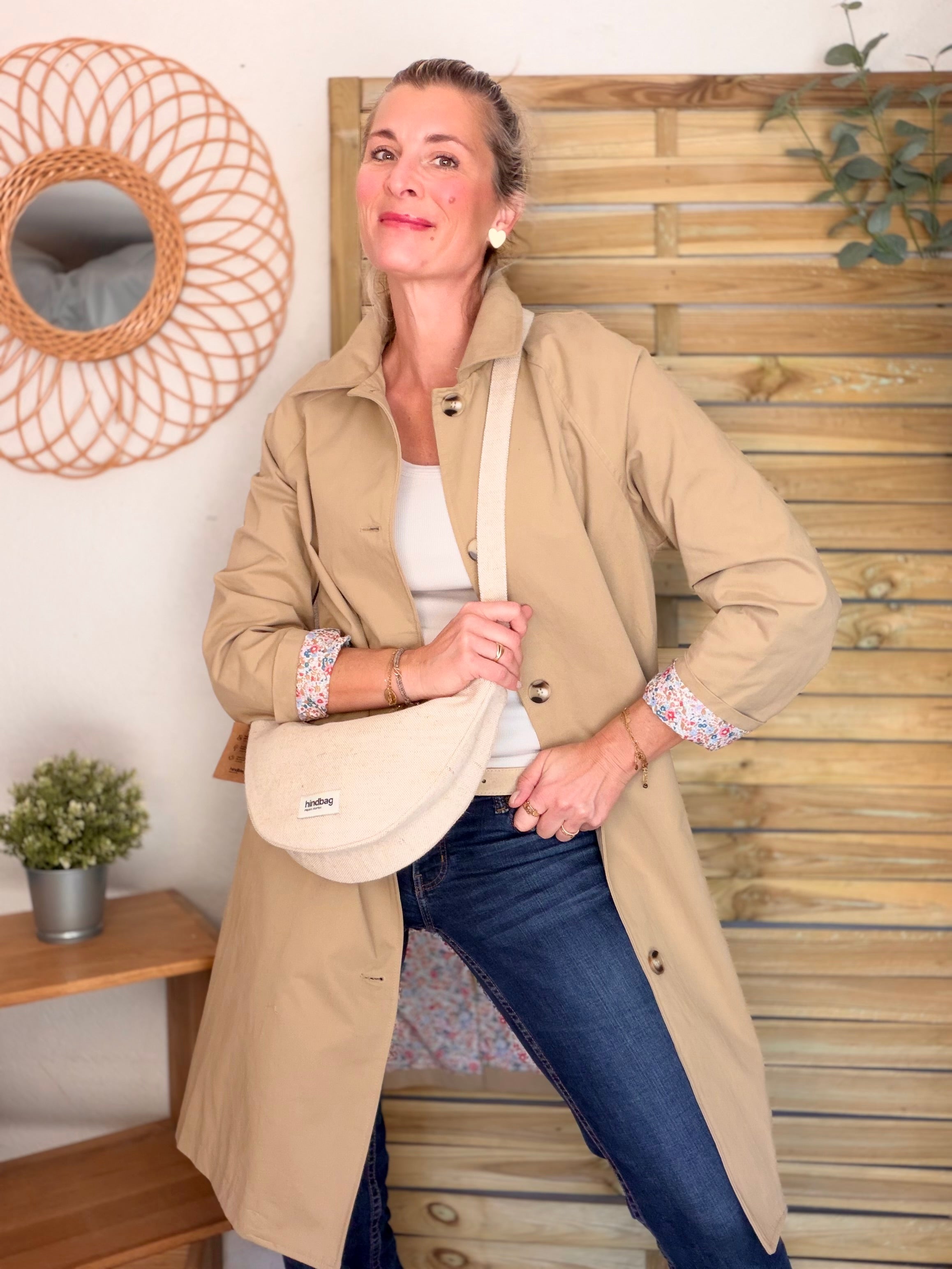Veste Trench mi long en coton Camel avec Liberty CALLIE
