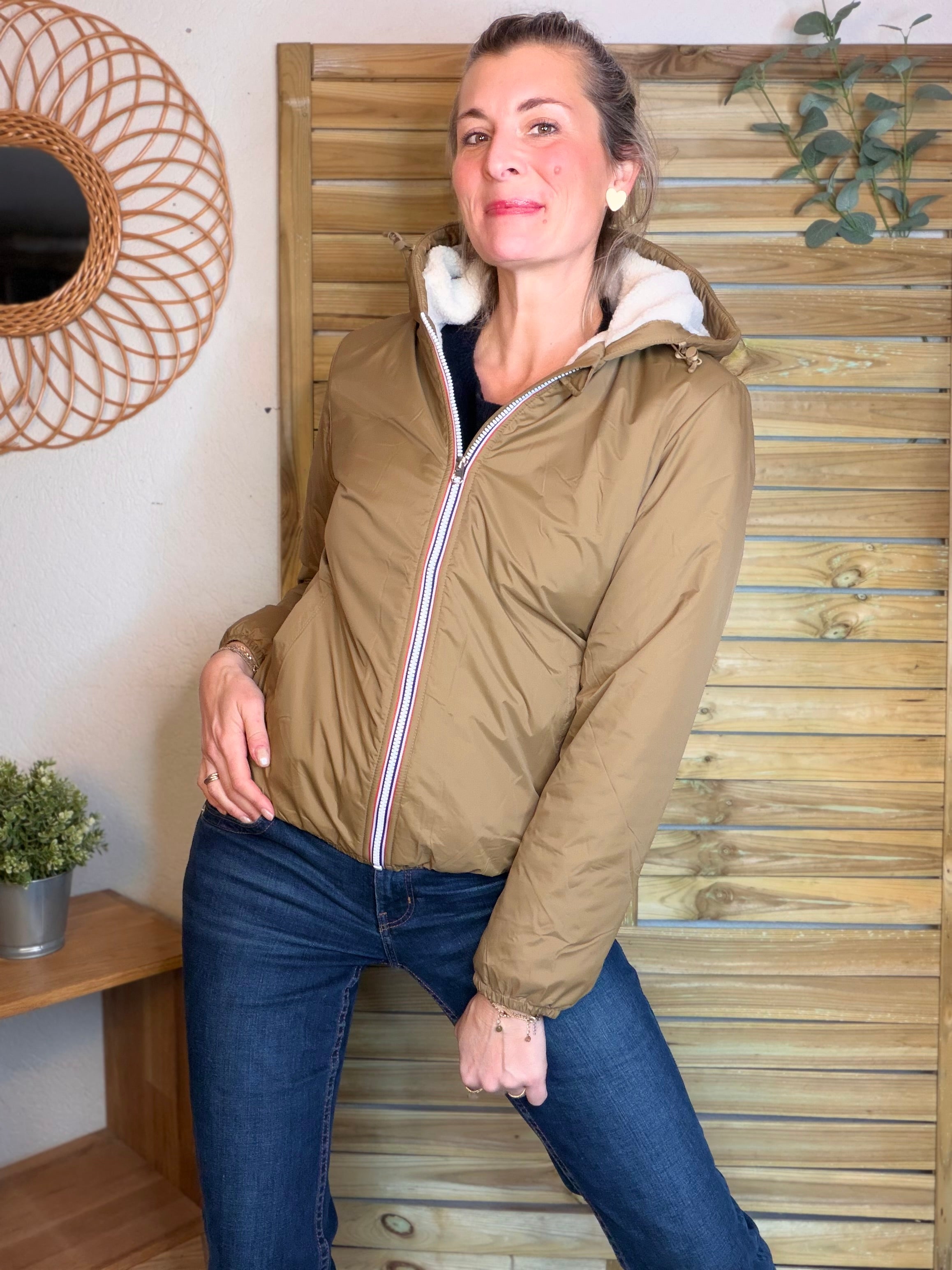 Parka Imperméable LOUISE COURT sherpa - Camel - LAURA JO