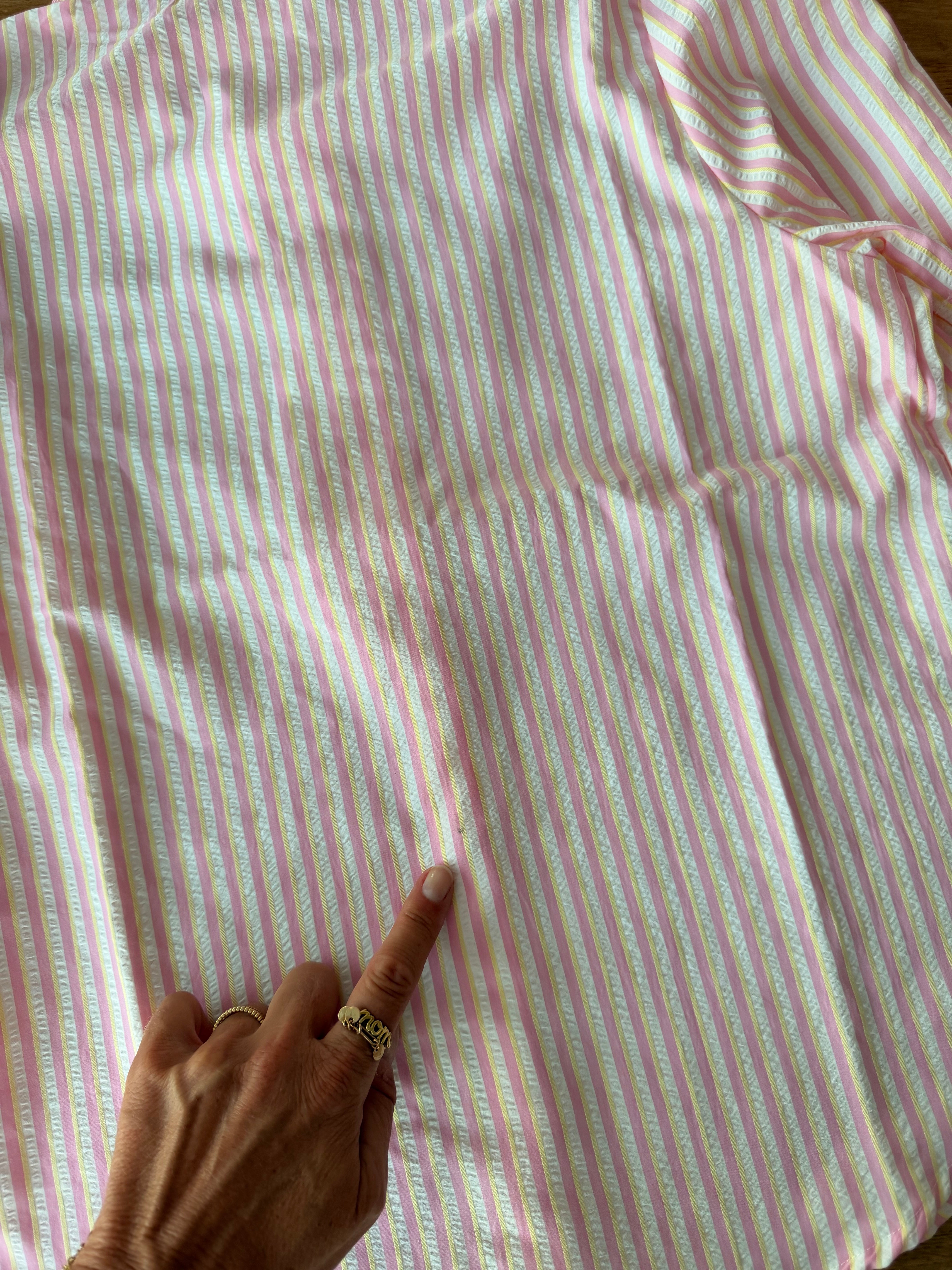 IMPERFECTION - Blouse rayures roses manches courtes LIV (Taille L)