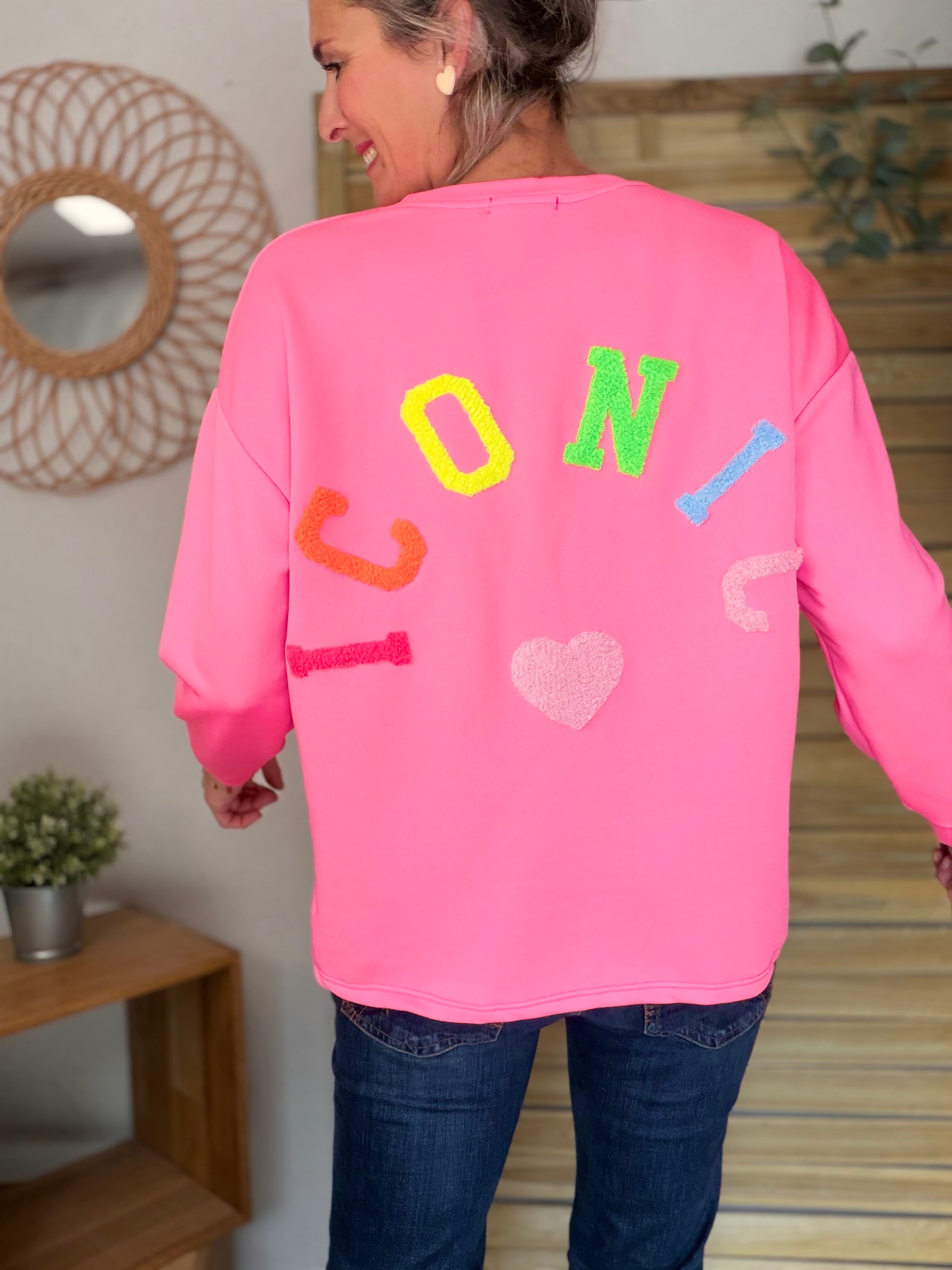 Sweat ICONIC multicolore - NORA Rose fuschia