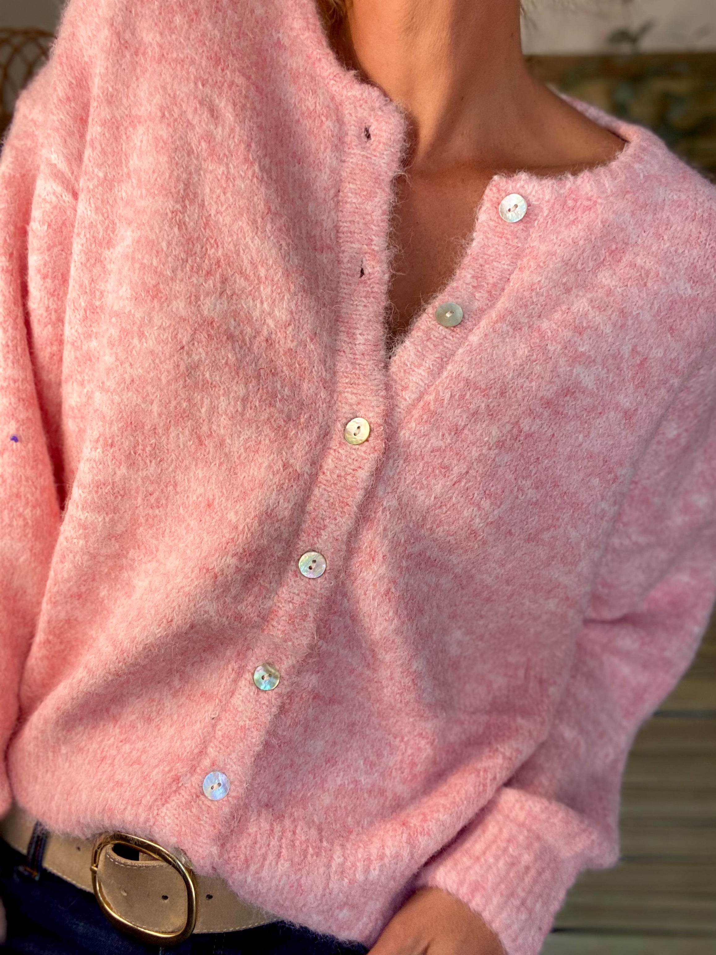 Gilet en maille MERYL - Rose chiné