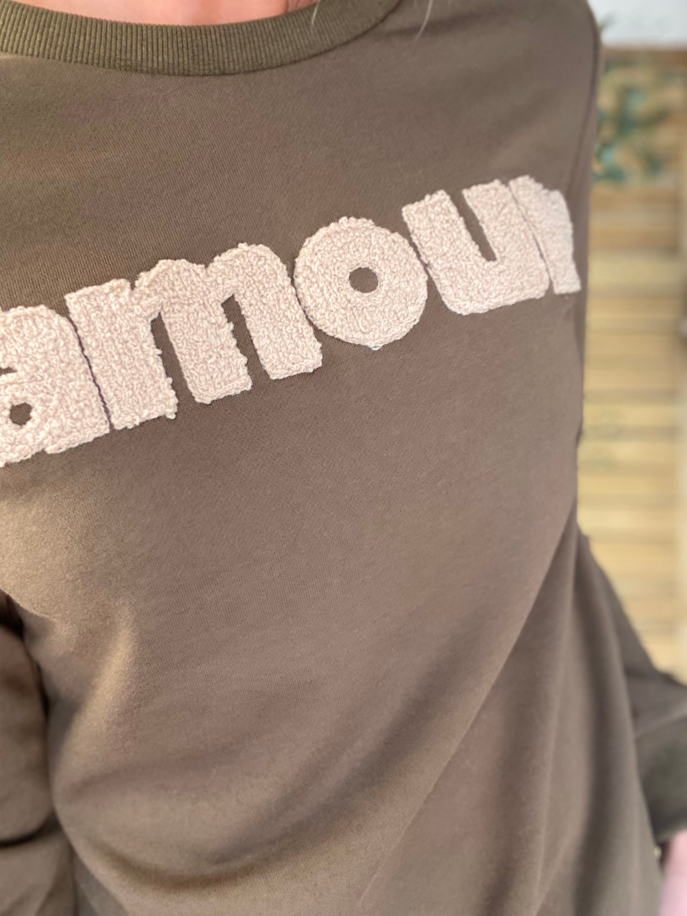 Sweat amour DORIA - Kaki / Beige