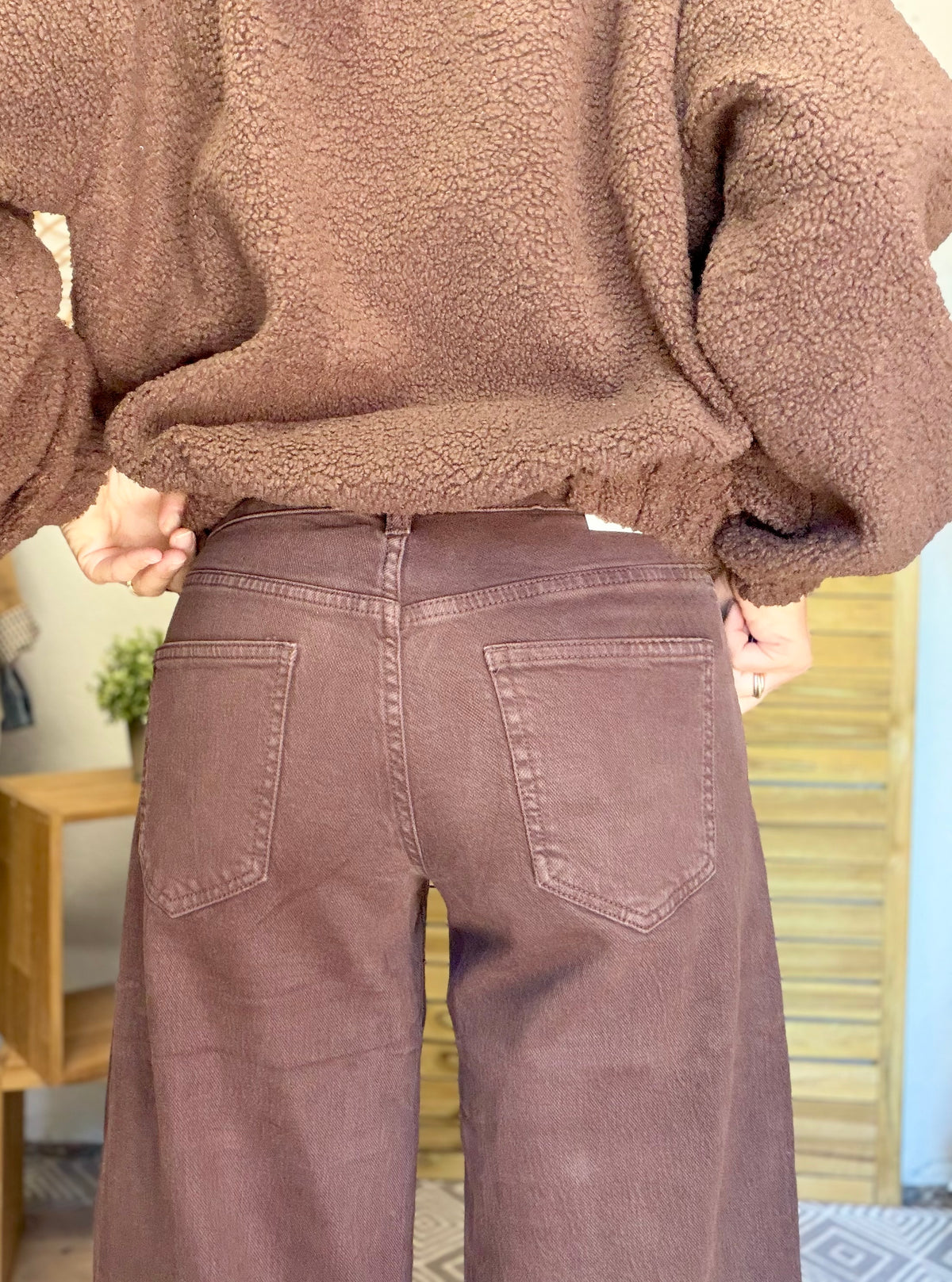 Pantalon Jean coupe barrel LÉON Chocolat