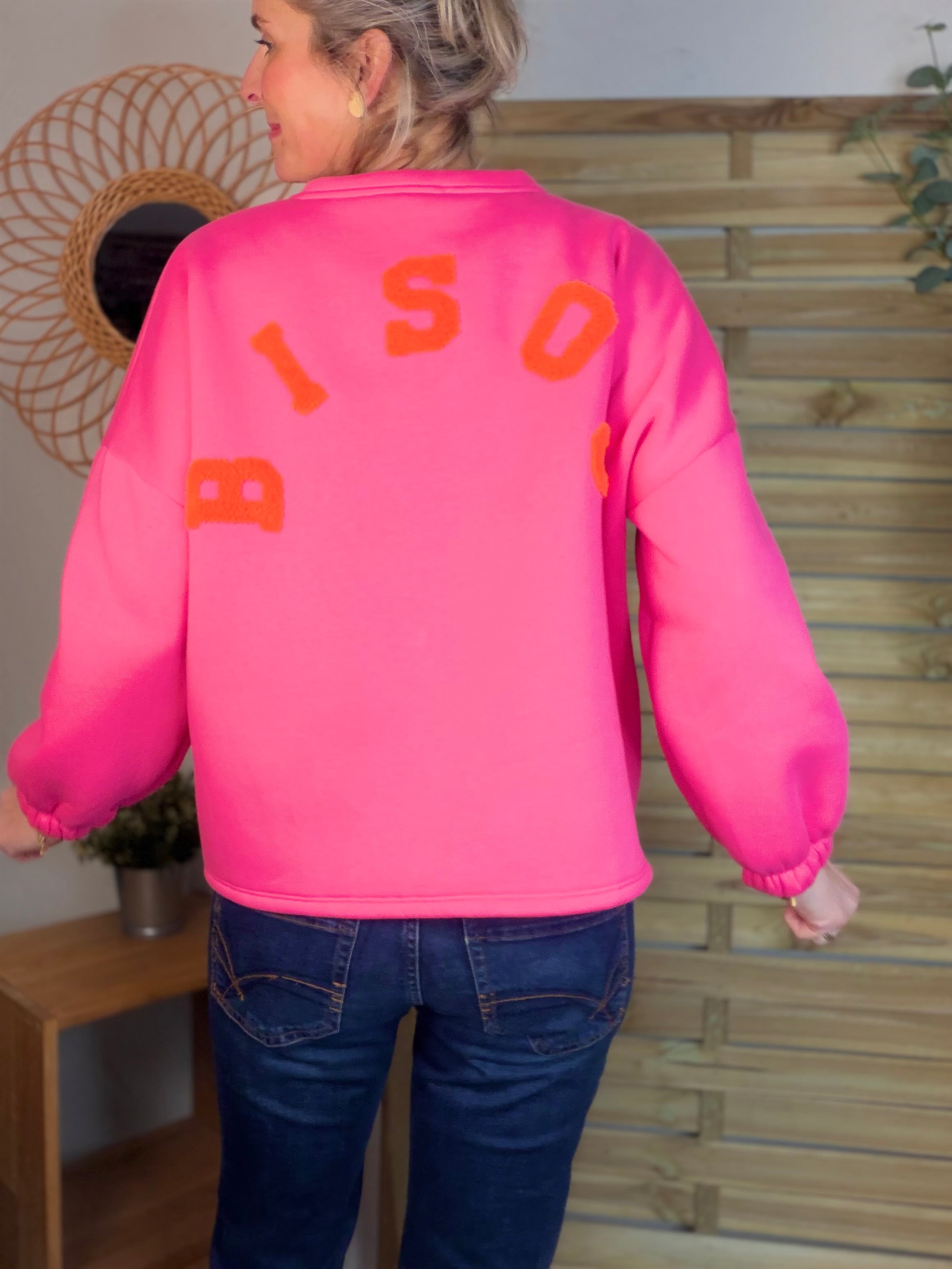 Sweat molleton oversized BISOU Rose Orange - MIKA