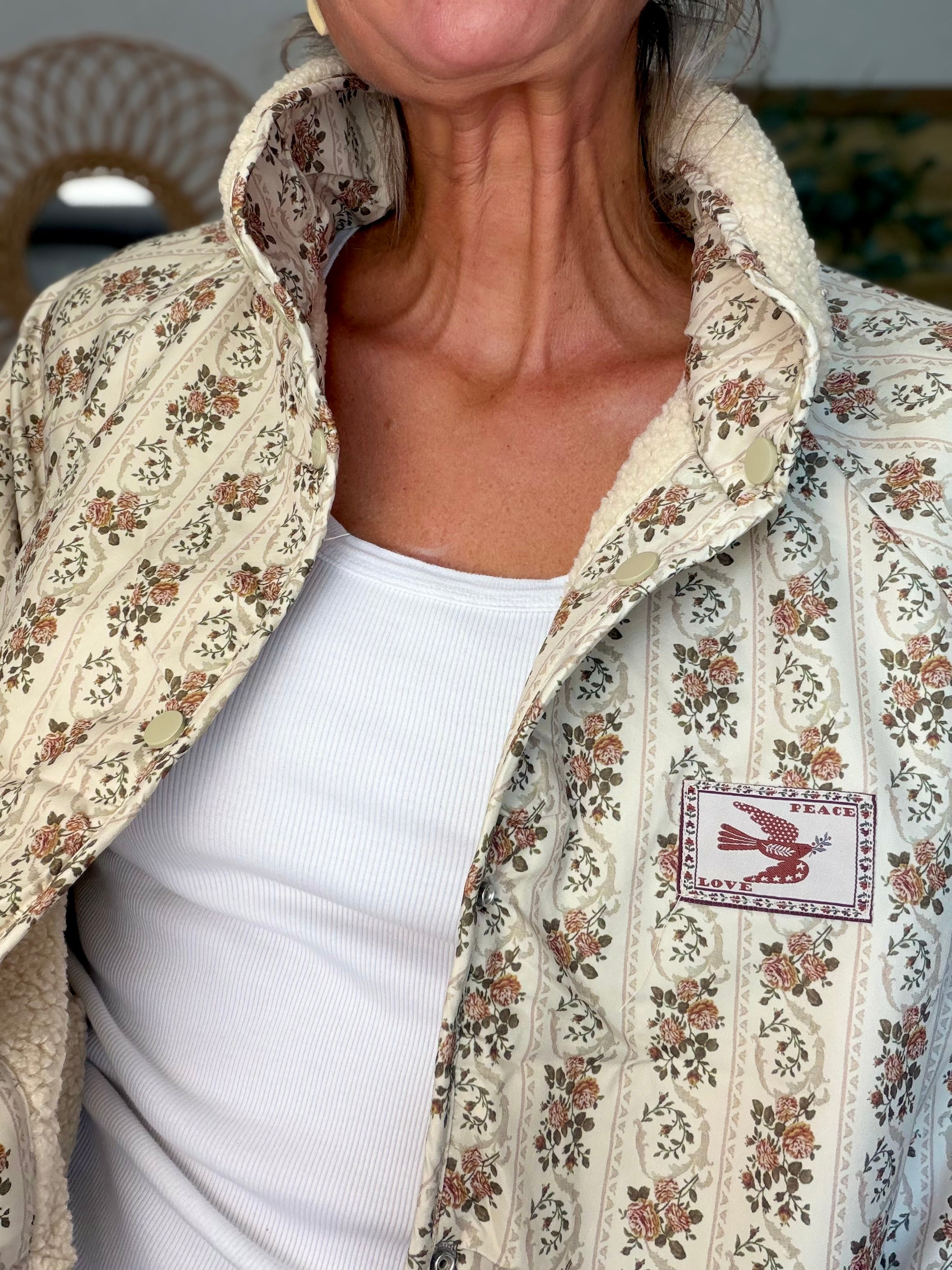 Veste réversible Sherpa ODETTE Beige / Fleurie
