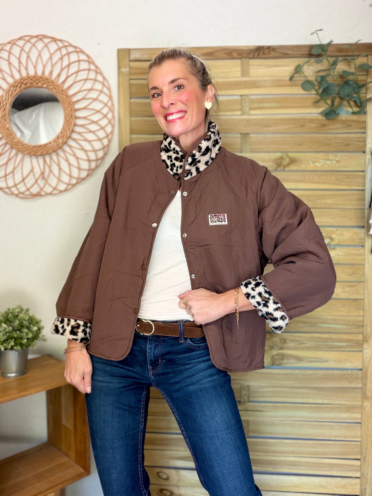 Veste matelassée réversible Sherpa AMÉLIE Choco / Léo
