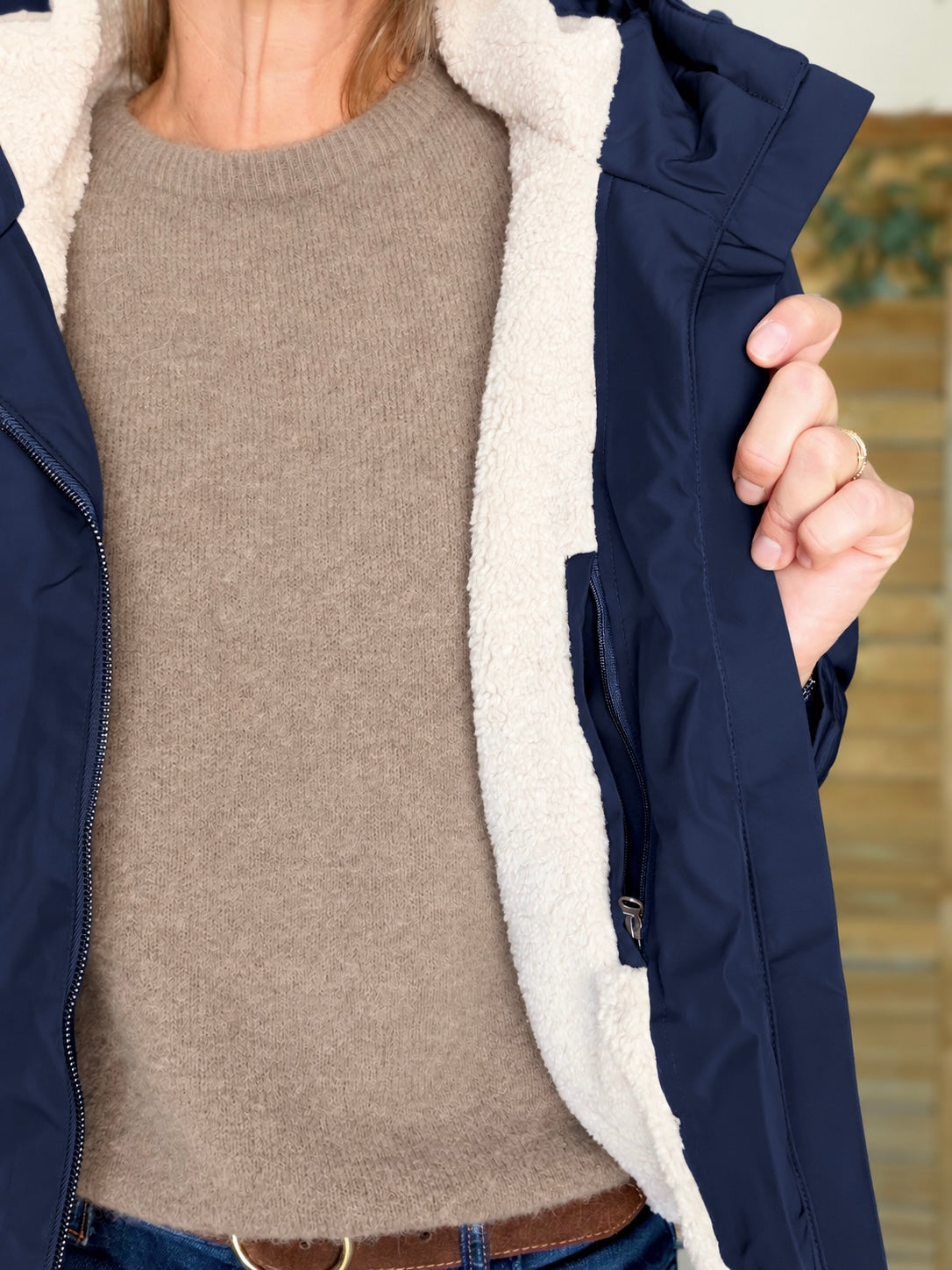 LAURA JO - Imperméable fourré EVA court - Bleu marine