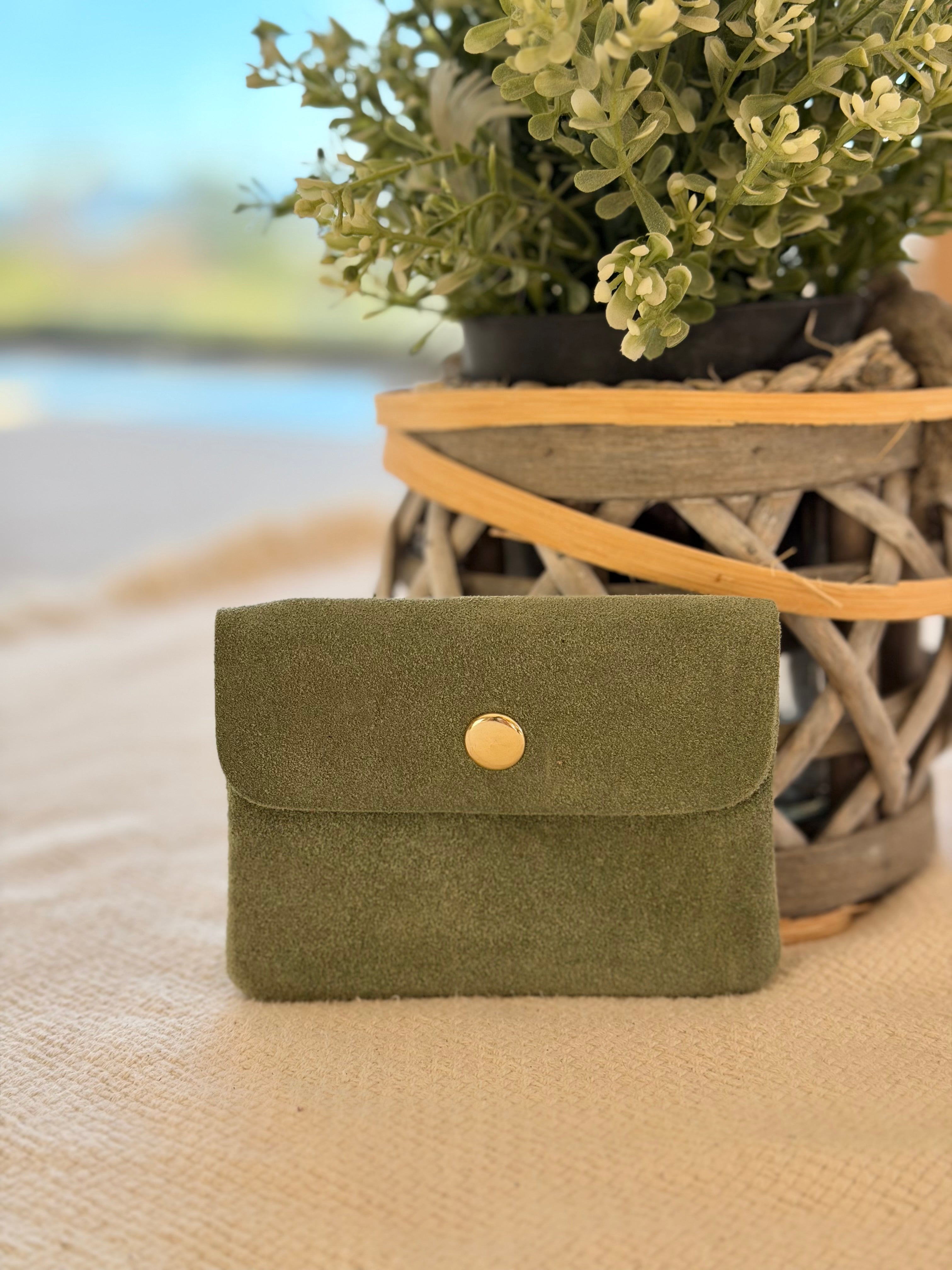 Porte monnaie / porte carte en cuir daim ACHILLE