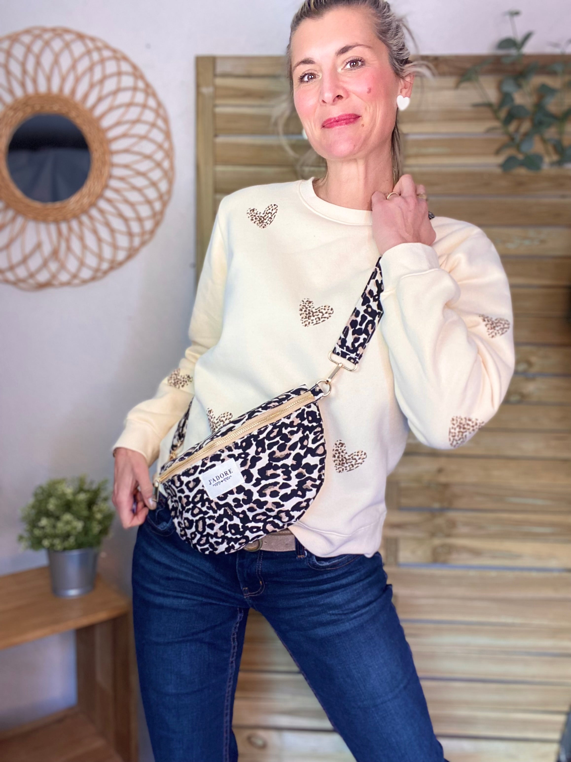 Sac banane L - BONNIE - Léo beige 🐆