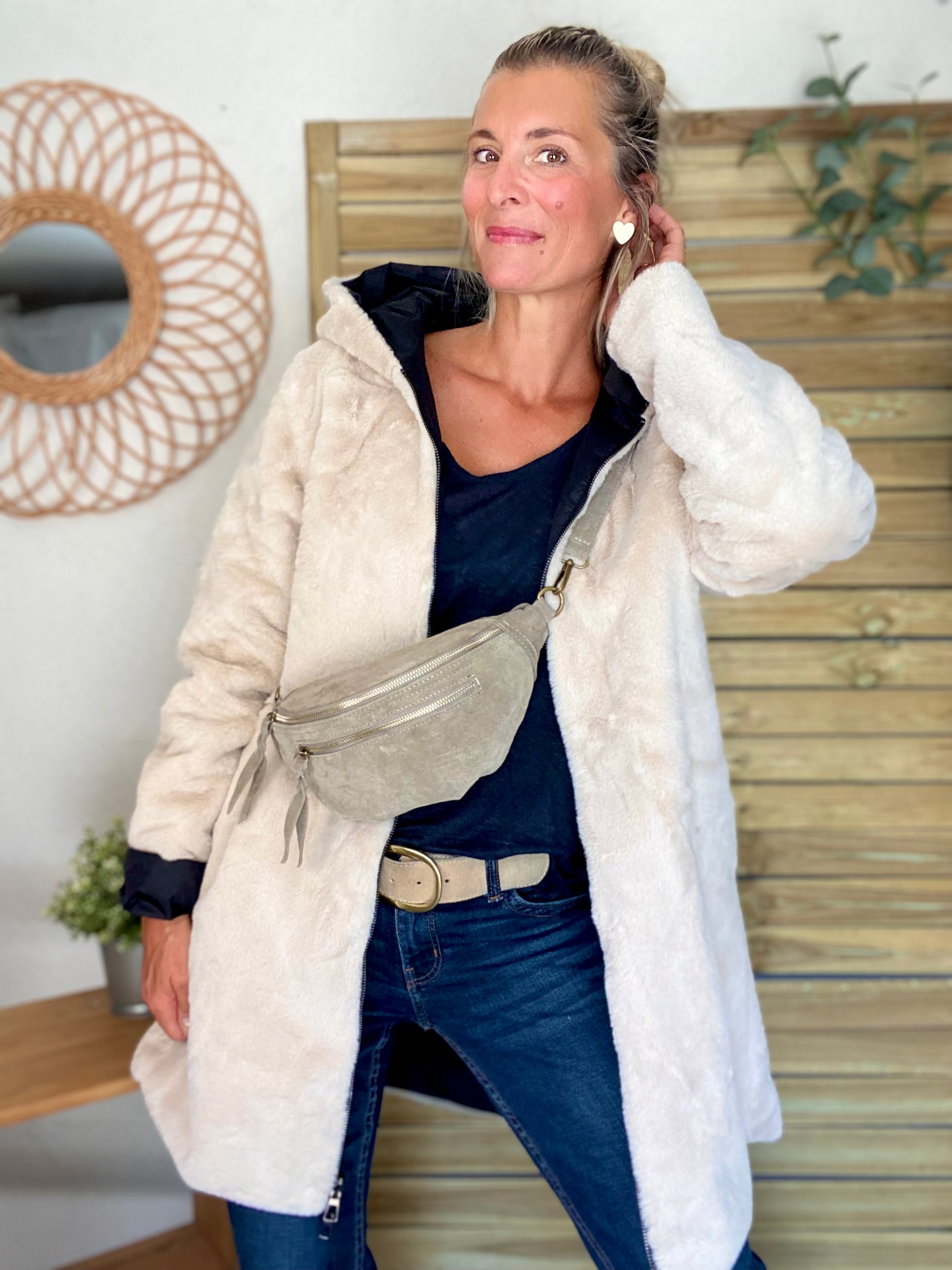 Parka Imperméable réversible fourrée Noir / Beige ALIX - LAURA JO