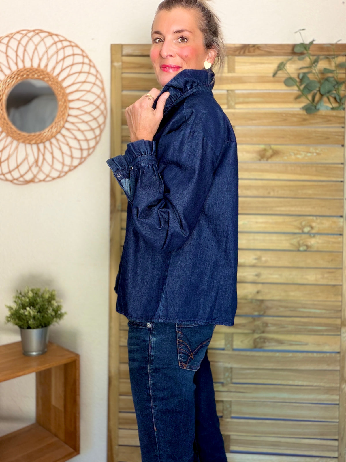 Chemise Denim brut col victorien SOPHIE