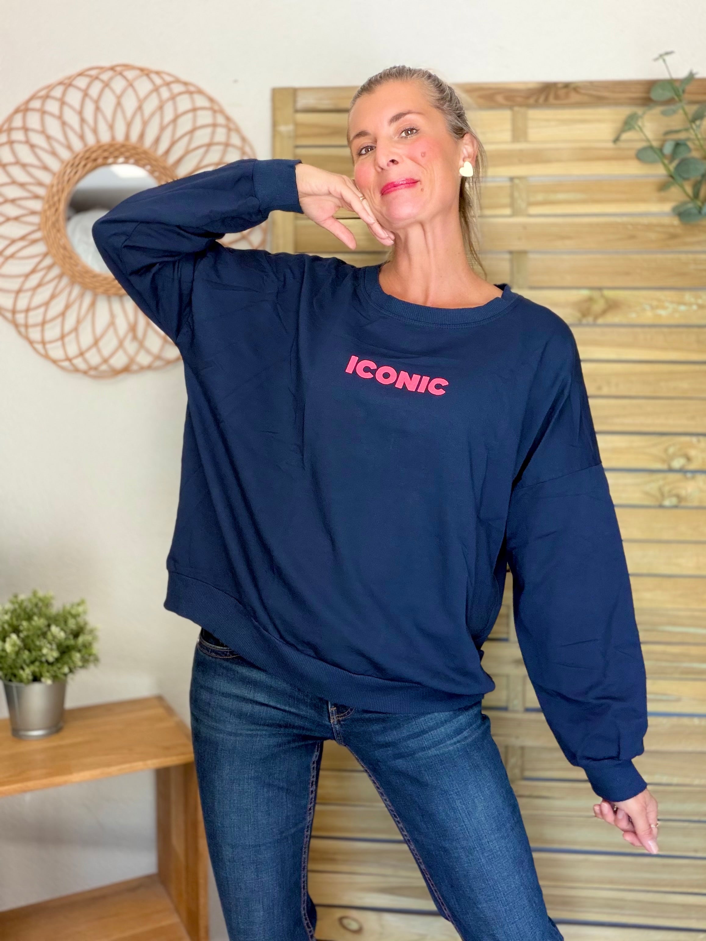 Sweat ICONIC léger 100% coton FAUSTINE Bleu marine (taille 36 à 46)