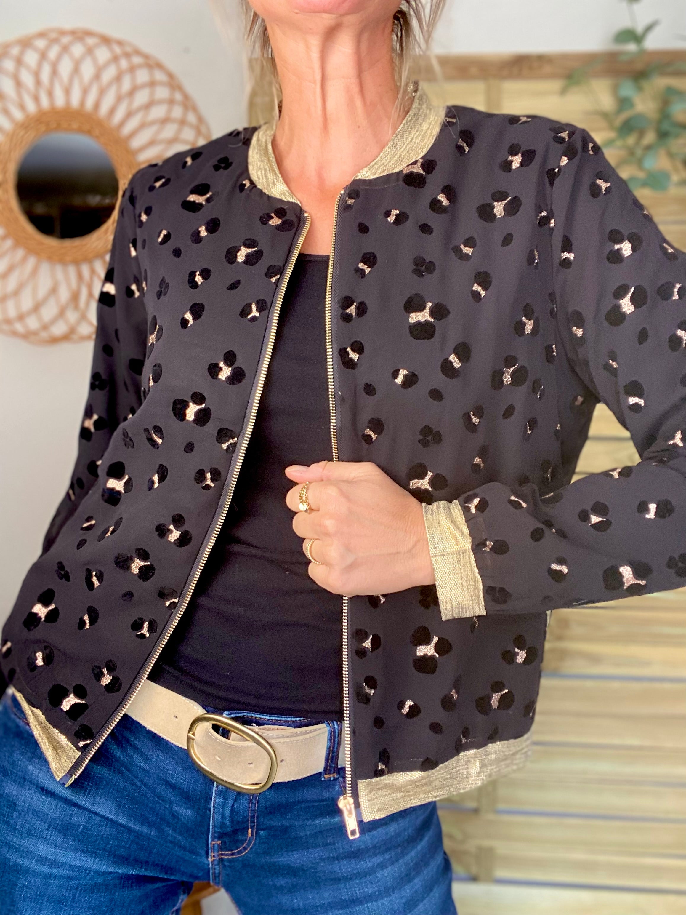 Veste bombers ALIZÉE - Noir doré Léo