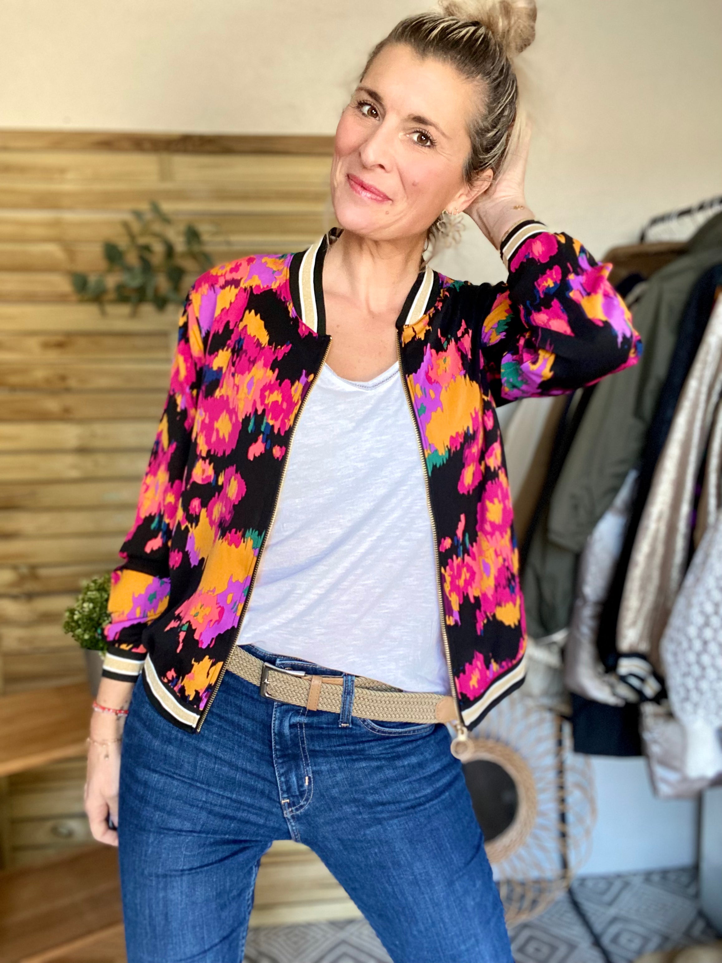 Veste bombers léger EMILY - Fleuri multico - taille unique