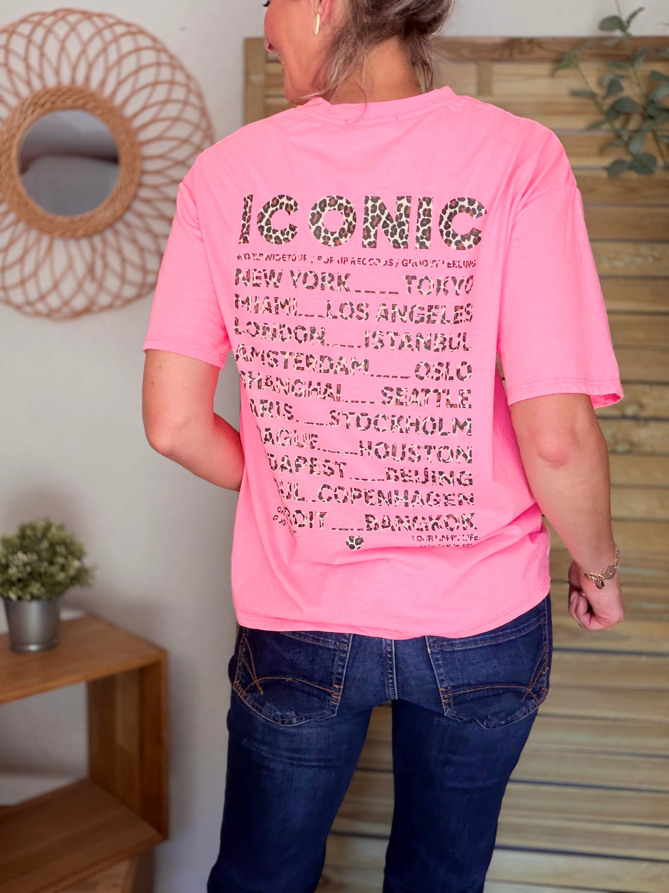 Tee shirt ICONIC Léo LÉONA Rose fluo