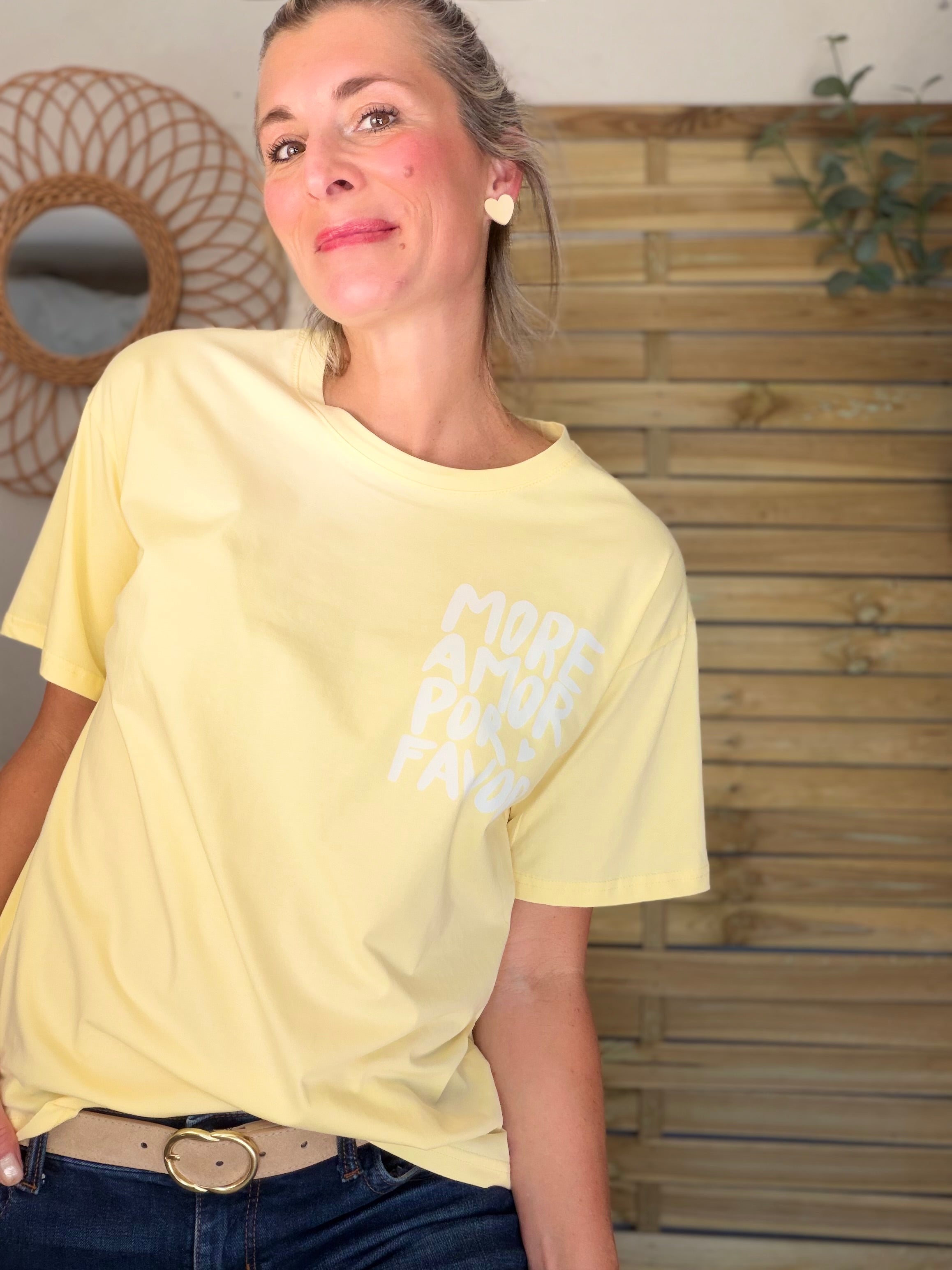 Tee shirt MORE AMOR POR FAVOR - RITA Jaune