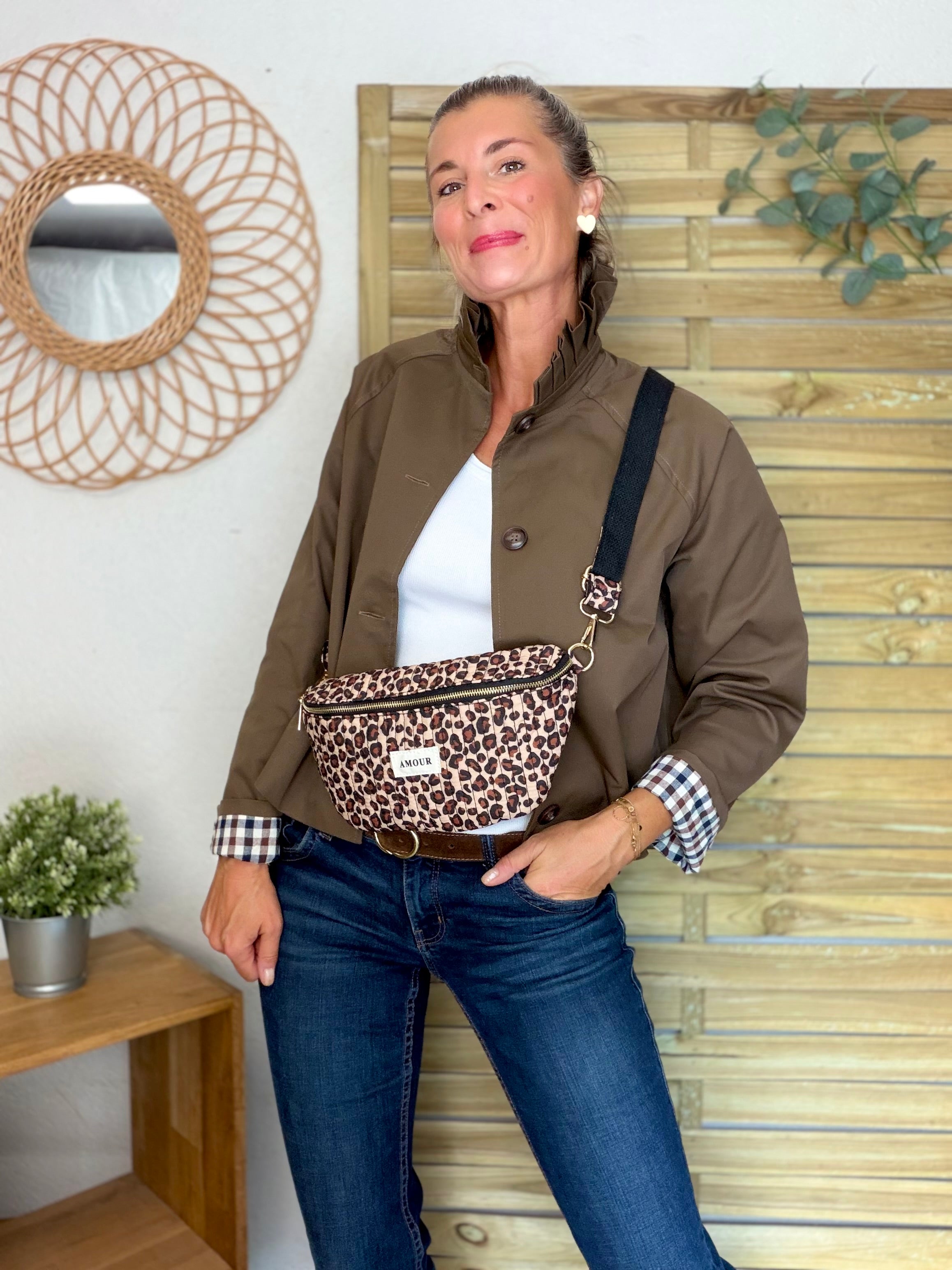Veste Trench col victorien, revers carreaux - VICKY Café