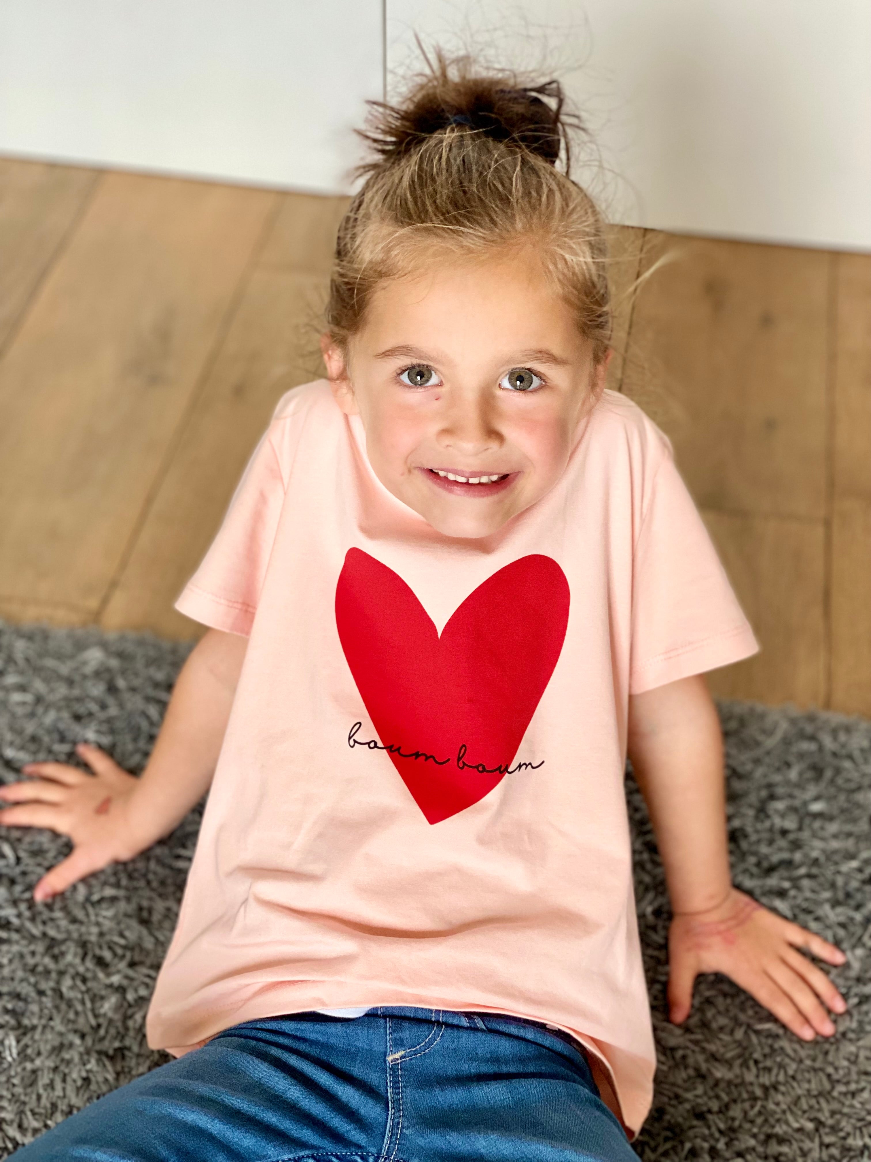 Tee shirt FAMILY rose, coeur rouge BOUM BOUM - taille 2 ans au XL - FIN DE SÉRIE