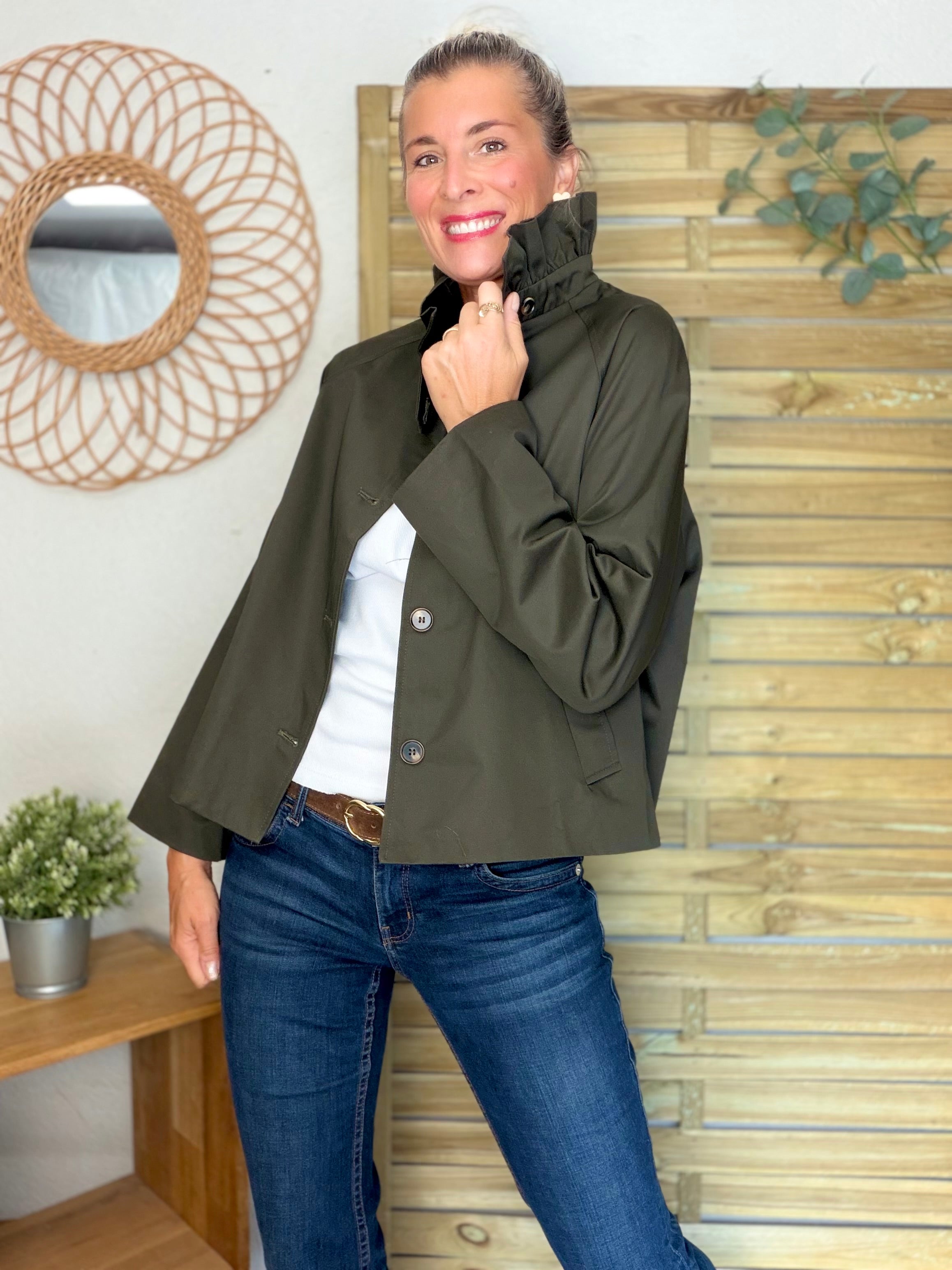 Veste Trench col victorien doublure carreaux - VICTORIA Kaki foncé