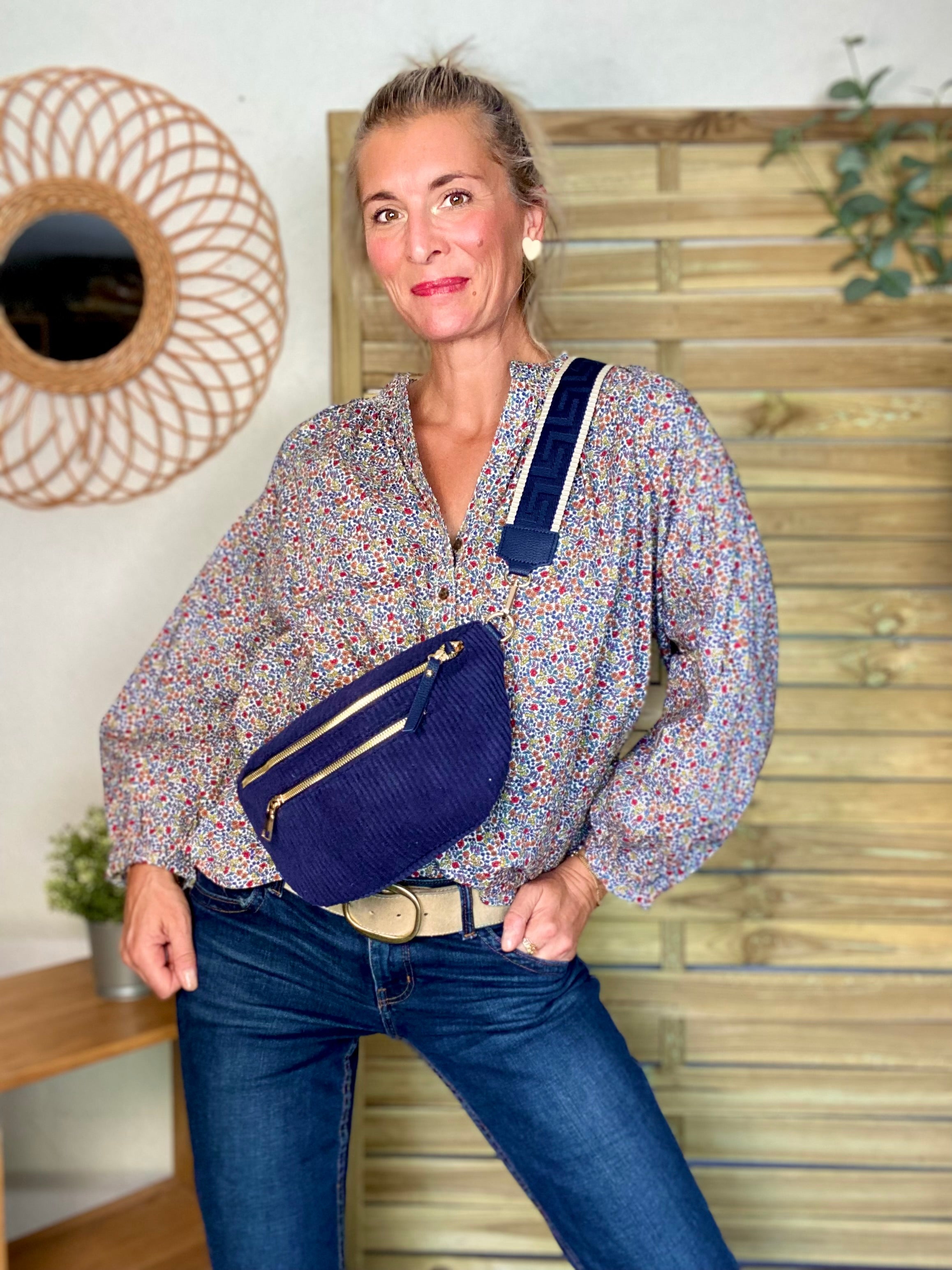 Blouse ample Liberty bleu EDWIGE