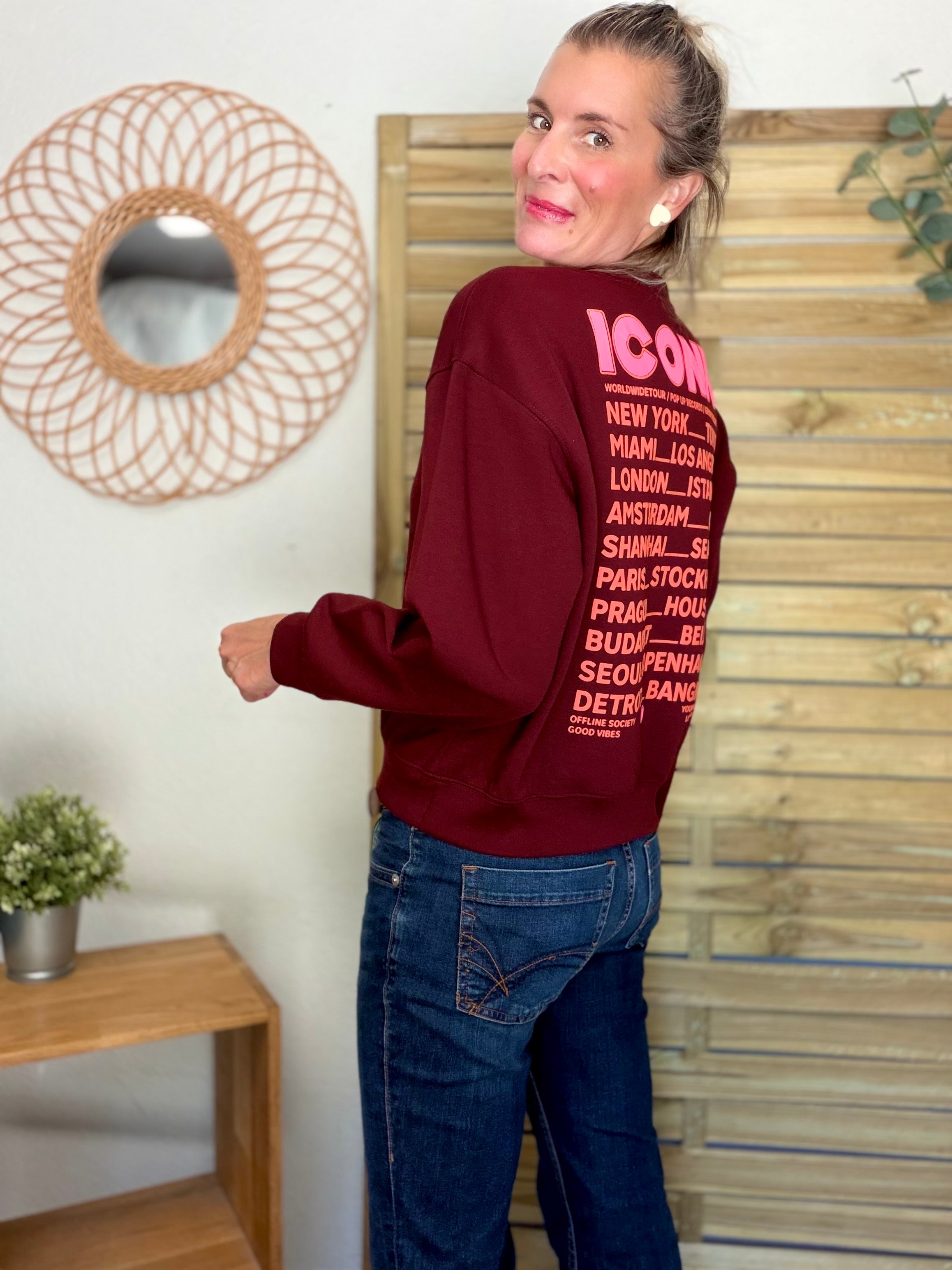 Sweat ICONIC ultra doux OMBLINE - Bordeaux
