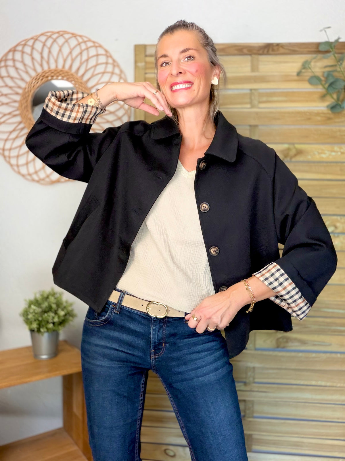 ⚡️ ARRIVAGE • Veste Trench, doublure à carreaux DANA Noir