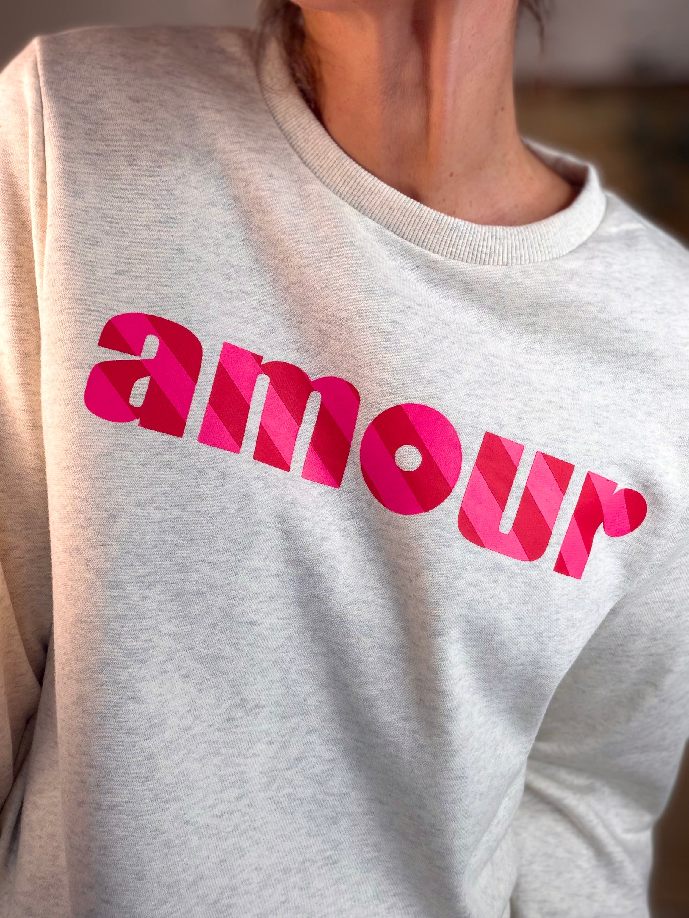 Sweat amour SIENNA - Gris / Rose