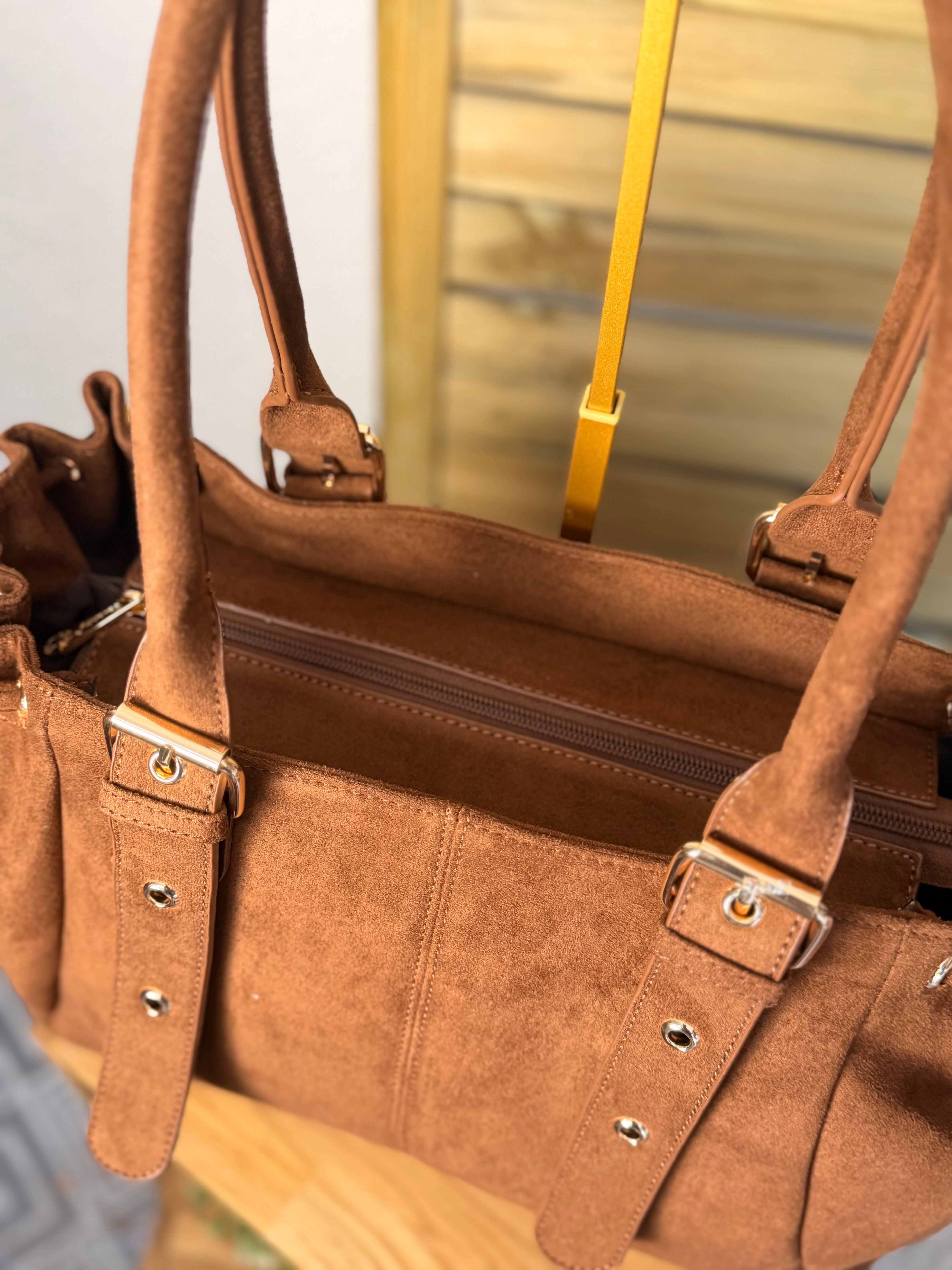 Sac cabas XL simili daim CLÉO Camel