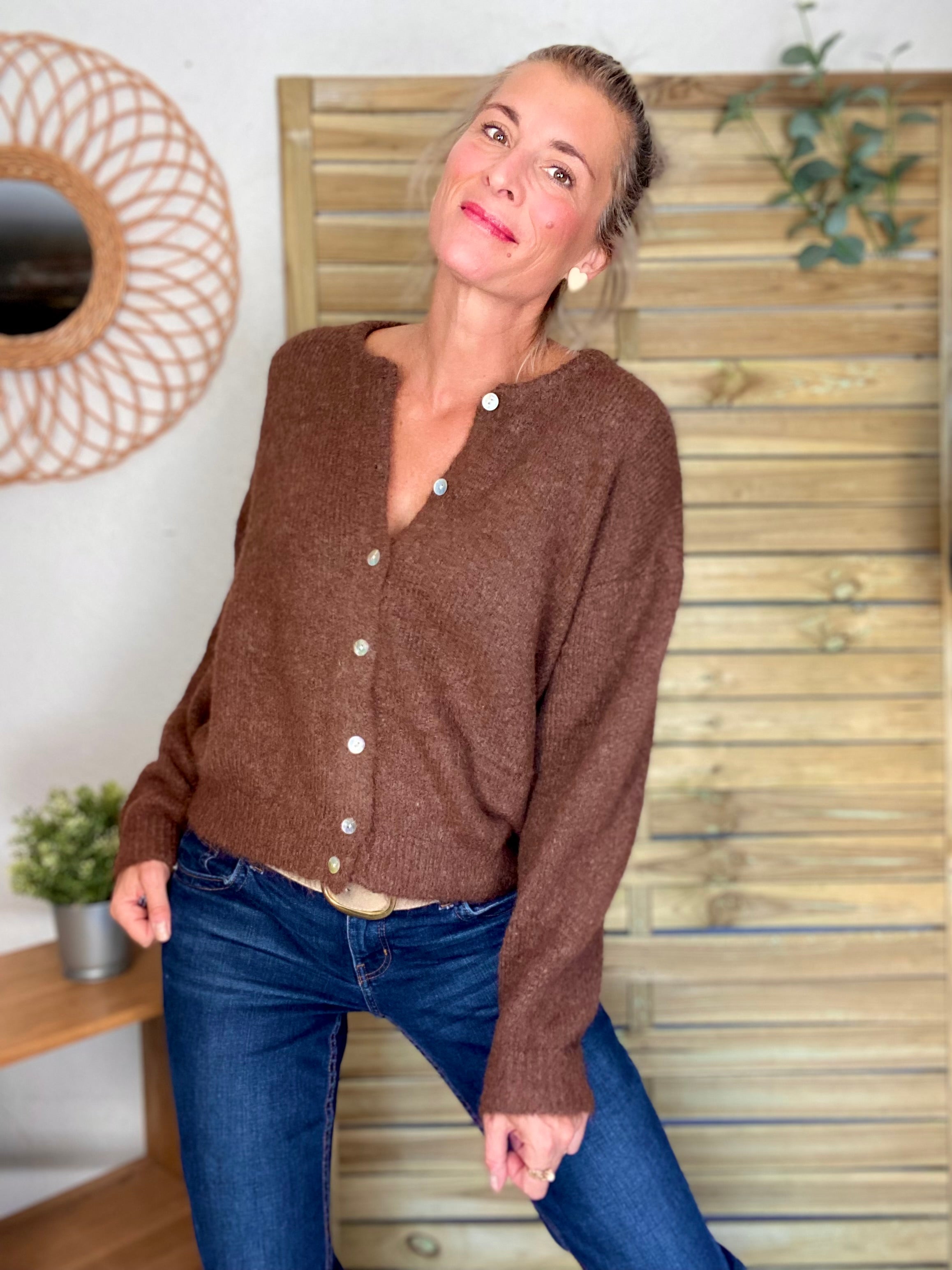 Gilet en maille SYDNEY - Chocolat