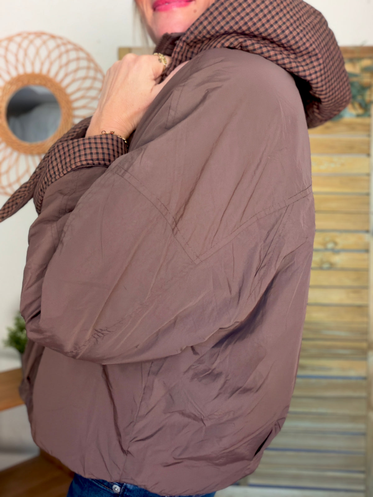 PRÉCOMMANDE (Expédition 22/10) • Veste matelassée capuche amovible réversible ODILE Chocolat