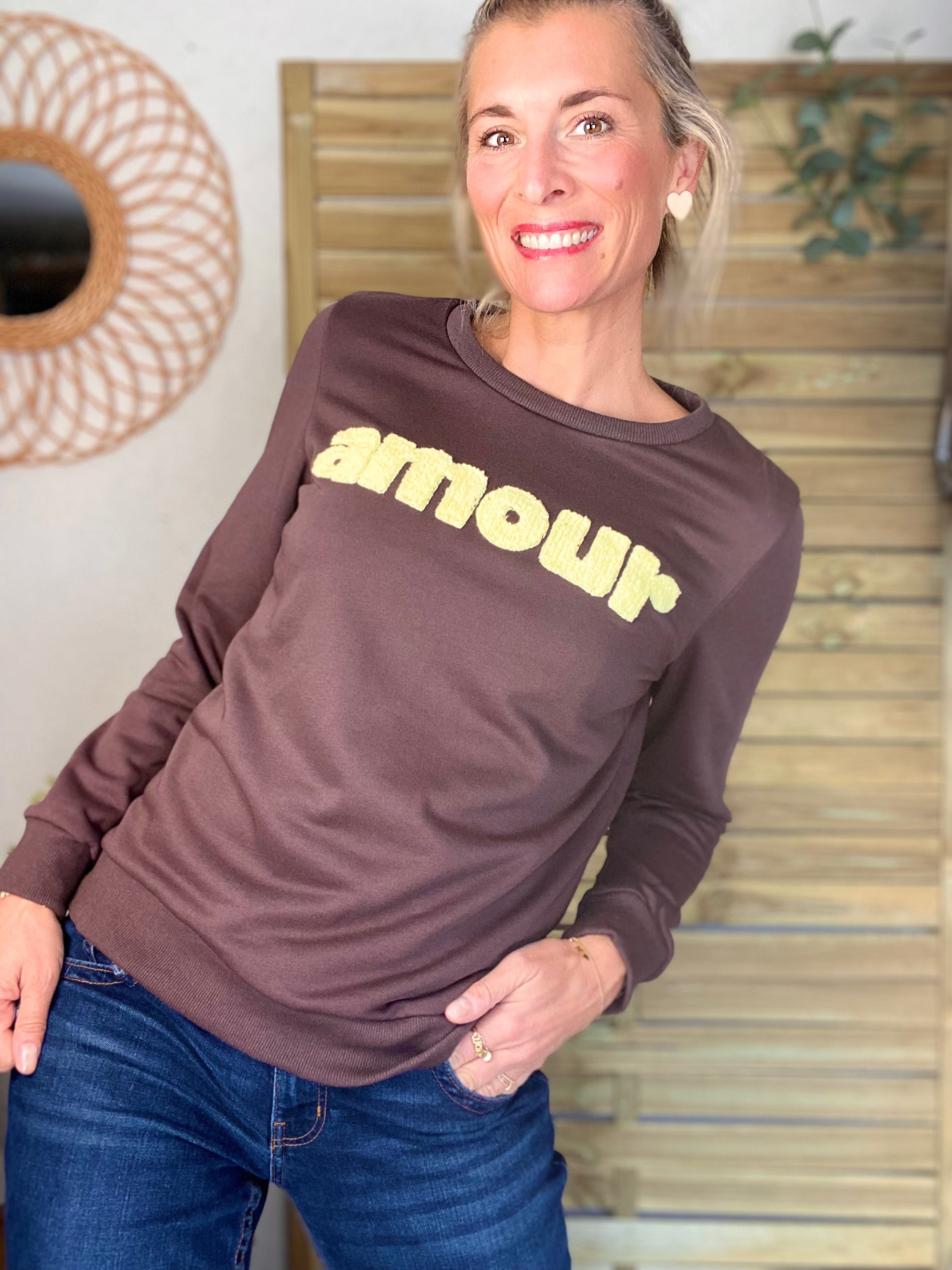 Sweat amour DORIA - Choco / Jaune