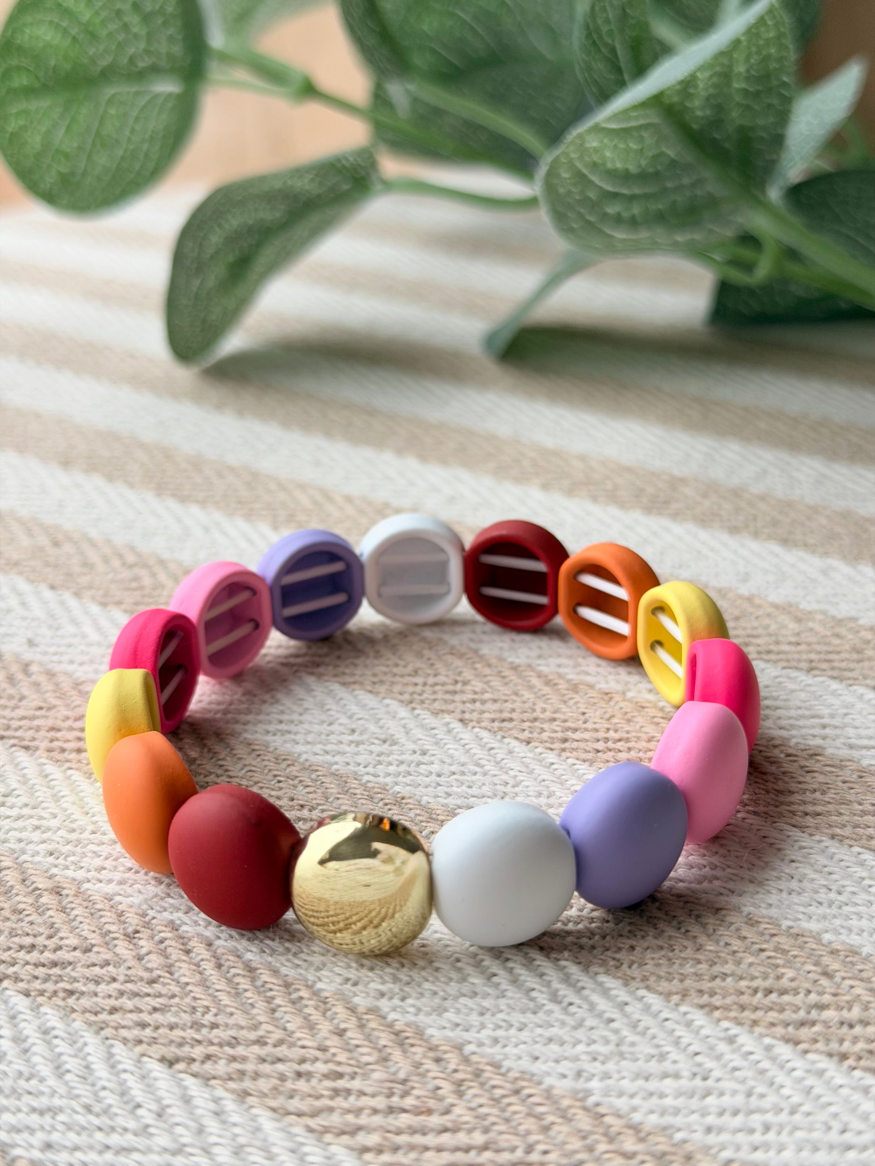 Bracelet élastiqué perles plates NINA