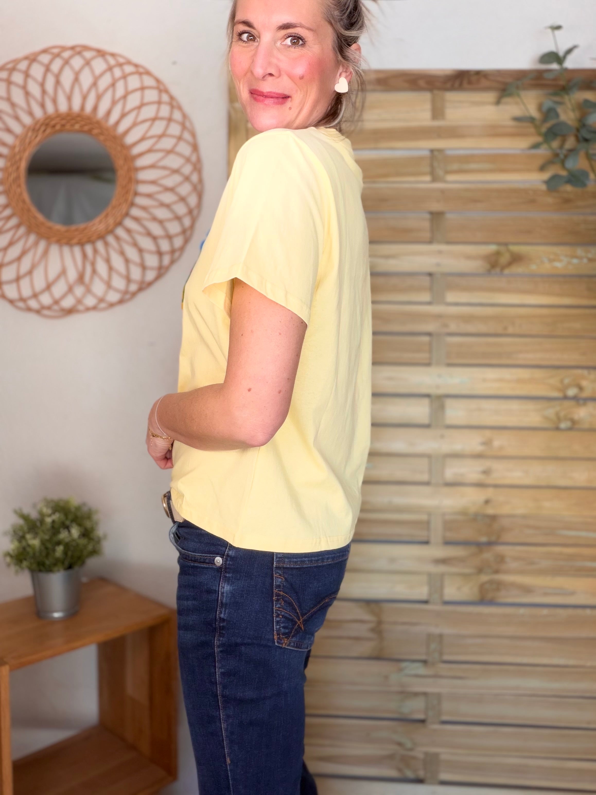 Tee shirt amour fleuri ARYA Jaune