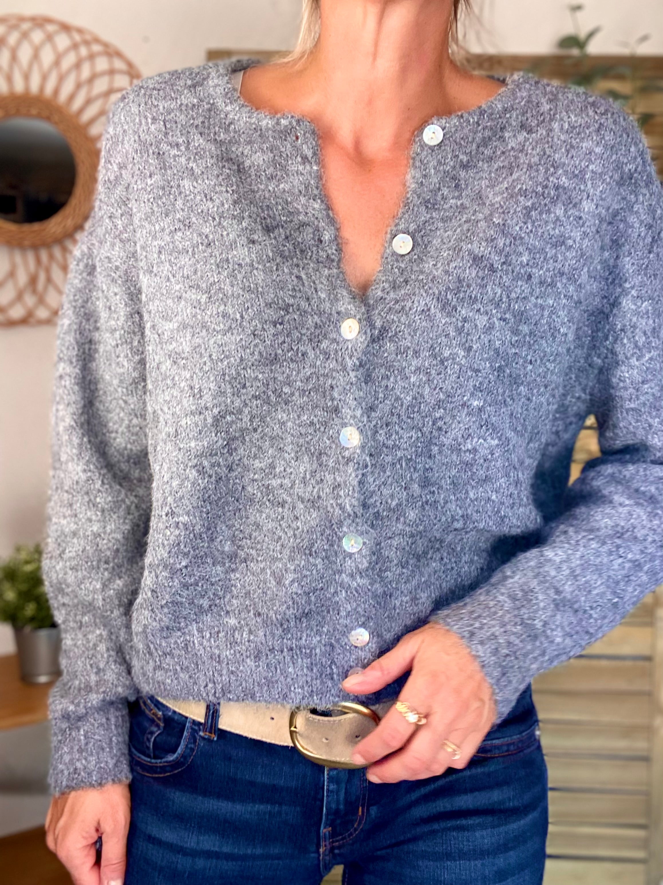 Gilet en maille SYDNEY - Gris chiné