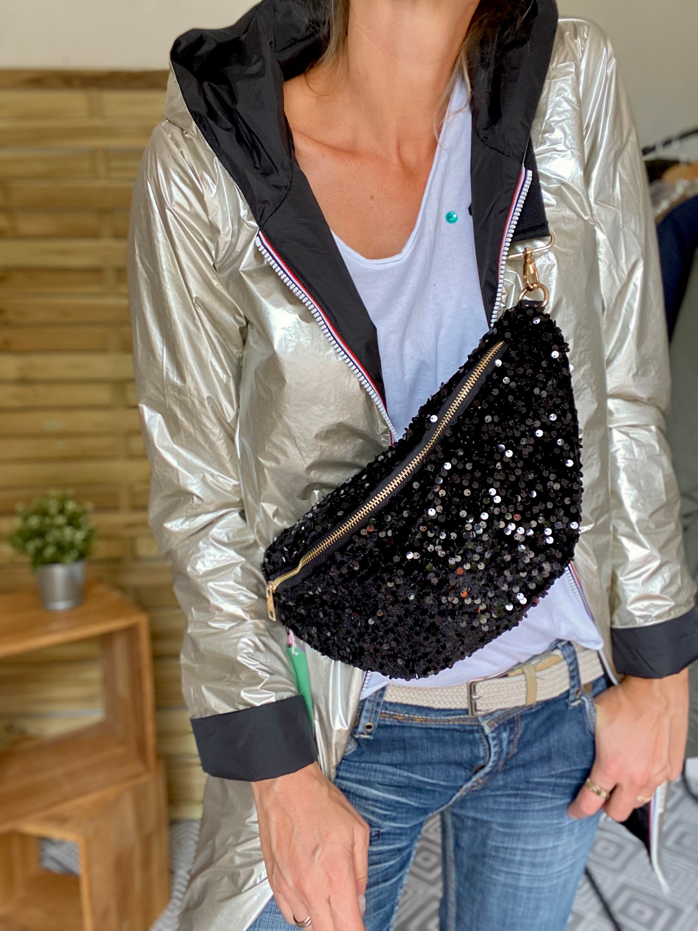 Sac banane XL sequins Ciao Boum TAYLOR Noir Les p pites d