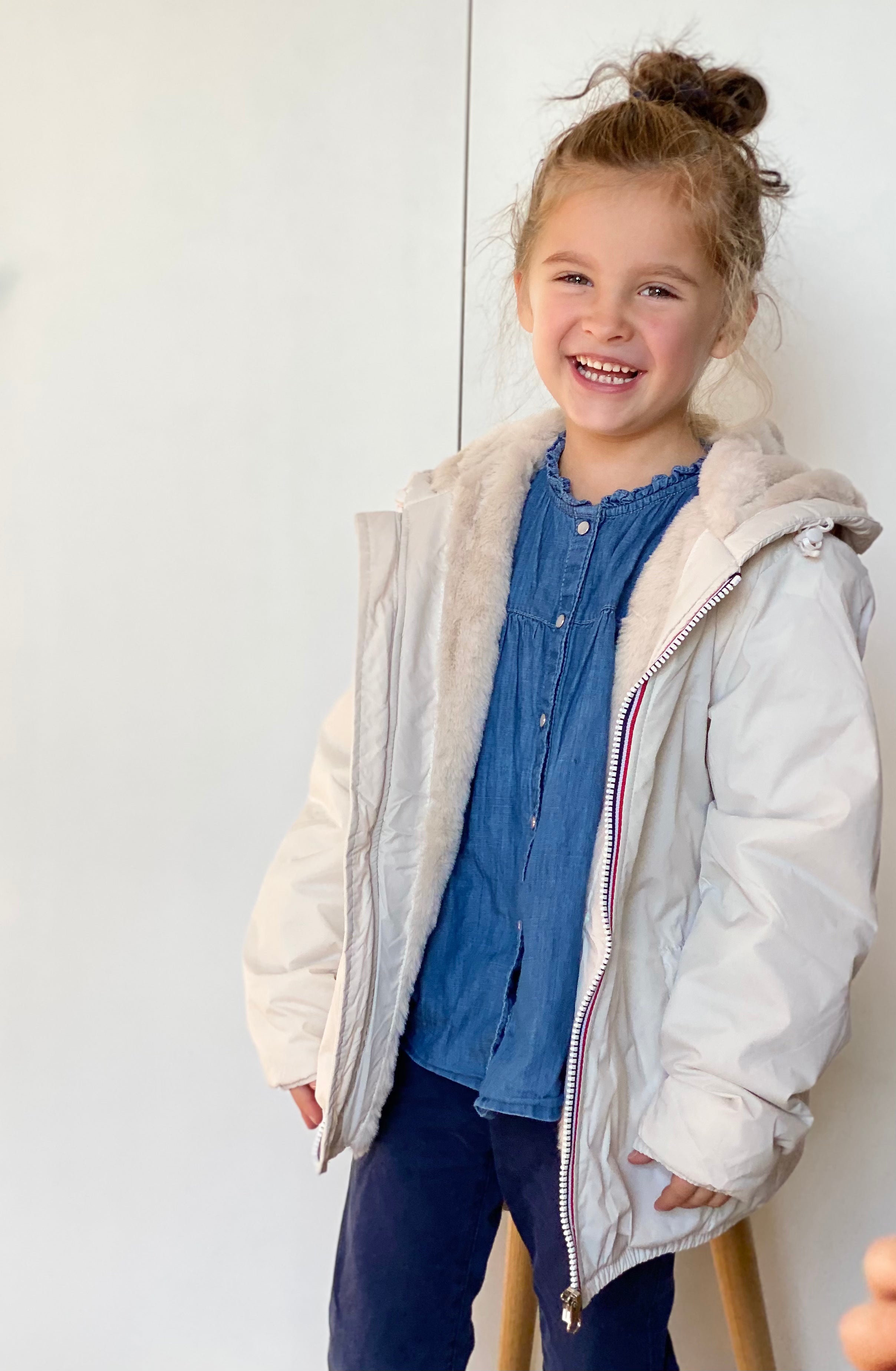 Parka Imperméable mixte LOUIS.E KIDS fourré - Blanc - Laura Jo - FIN DE SÉRIE