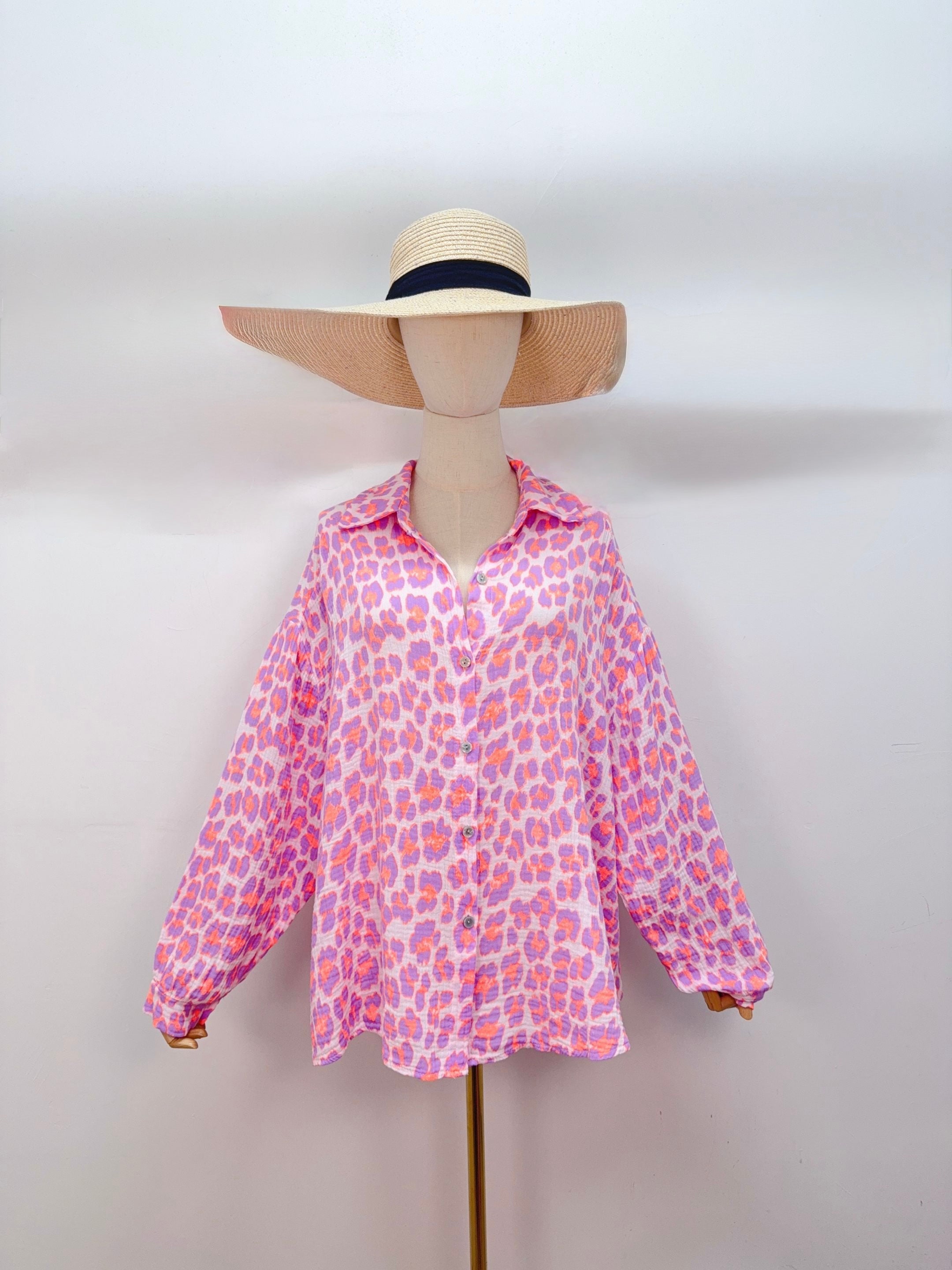 Chemise en gaze de coton FÉLICIE Léo lilas