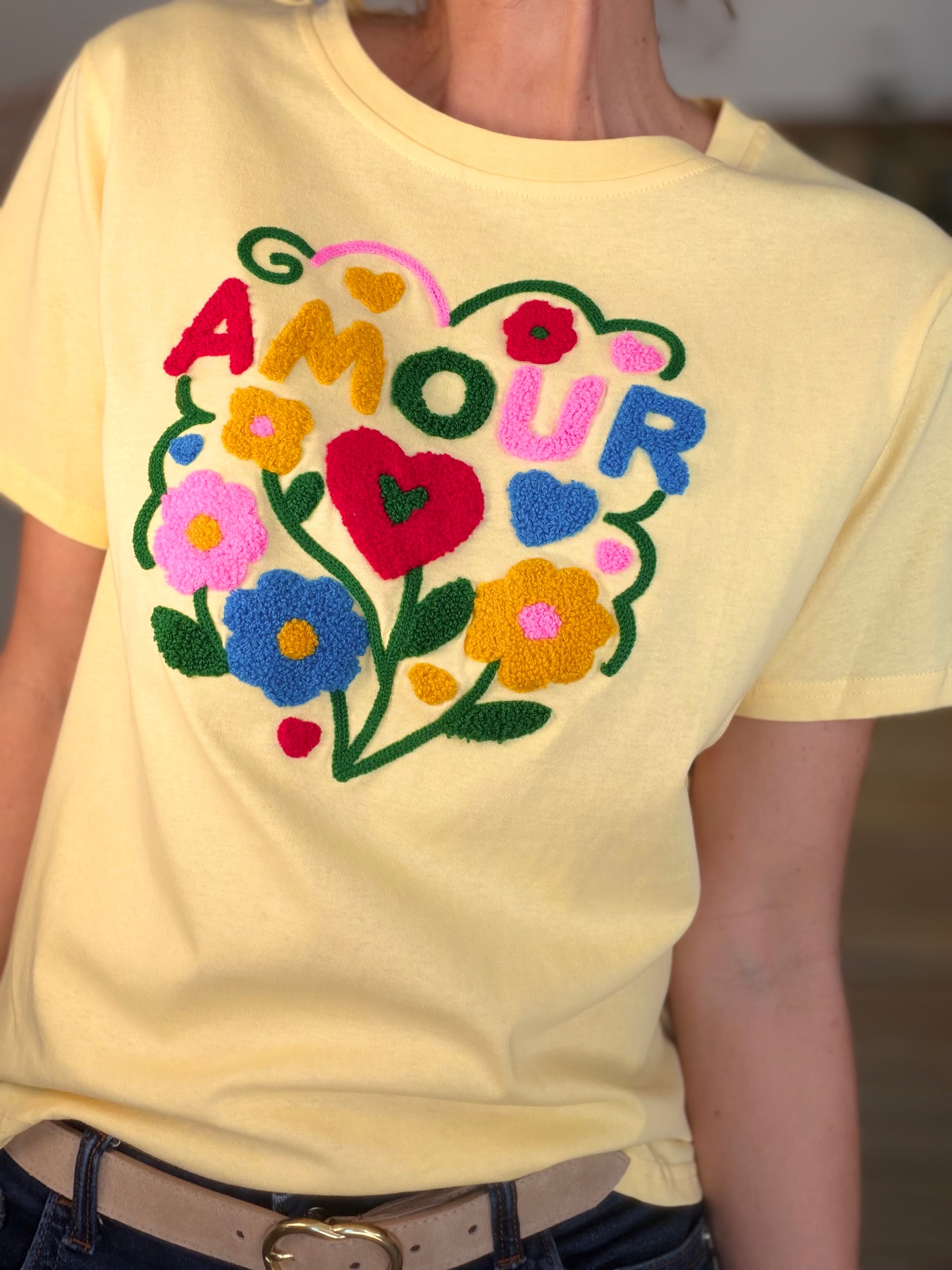 Tee shirt amour fleuri ARYA Jaune