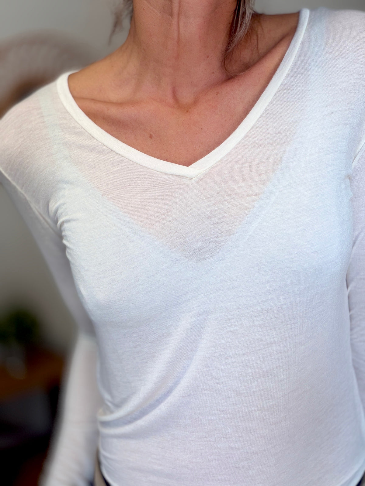 Top cachemire seconde peau manches longues ALBA Blanc