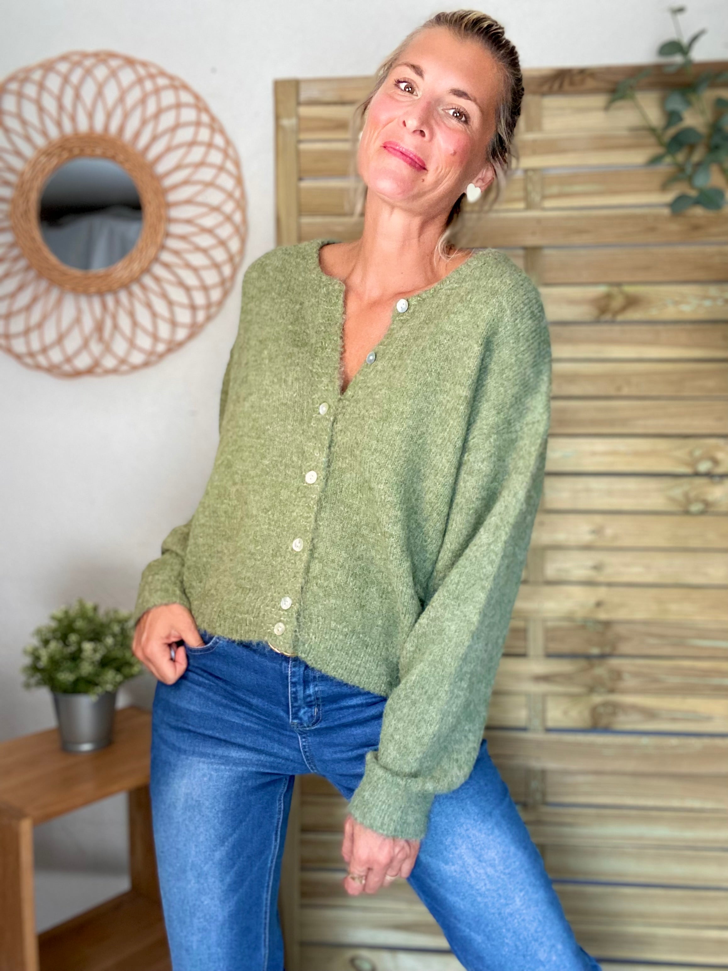 Gilet en maille MERYL - Olive