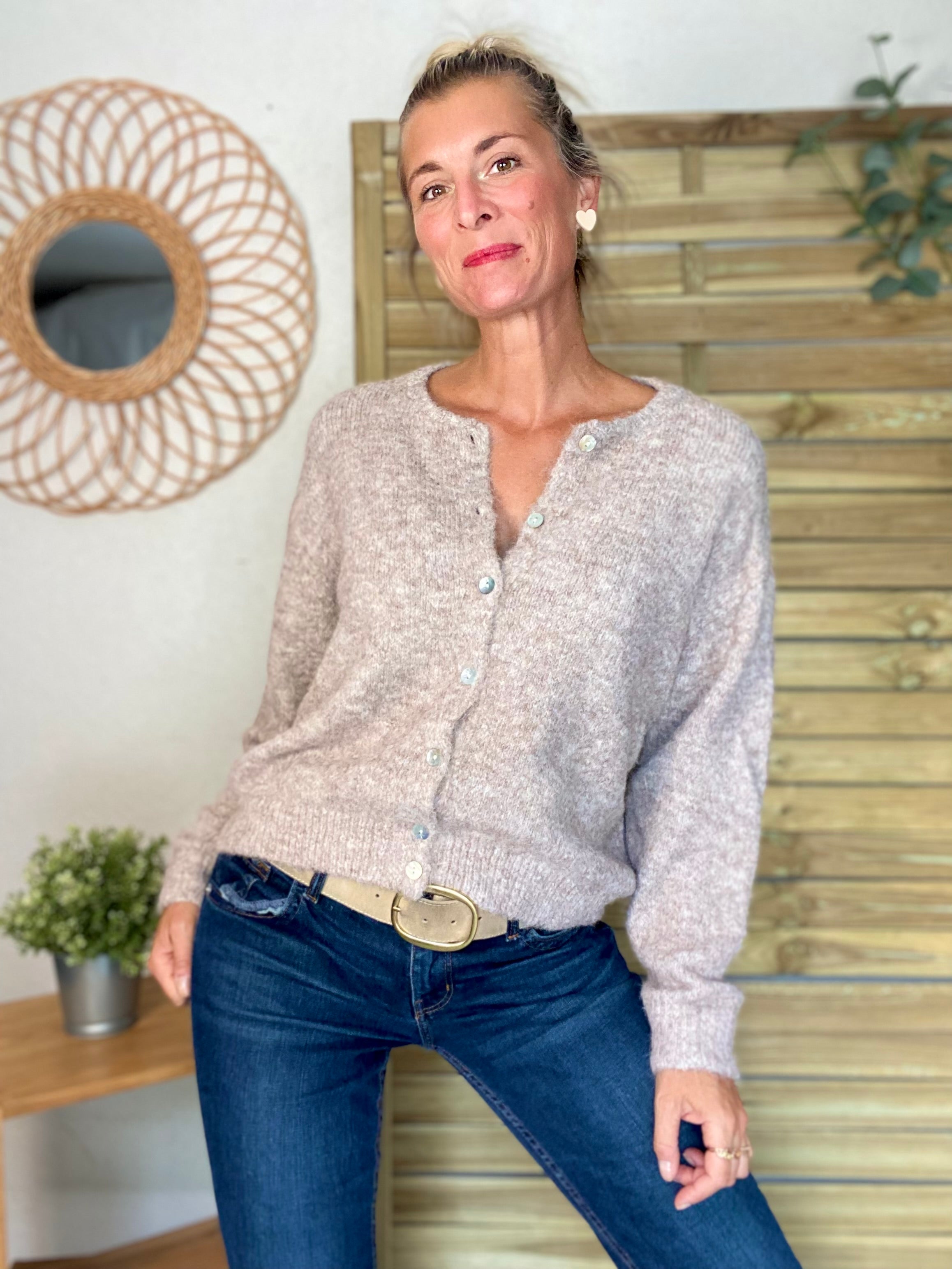 Gilet en maille SYDNEY - Taupe chiné