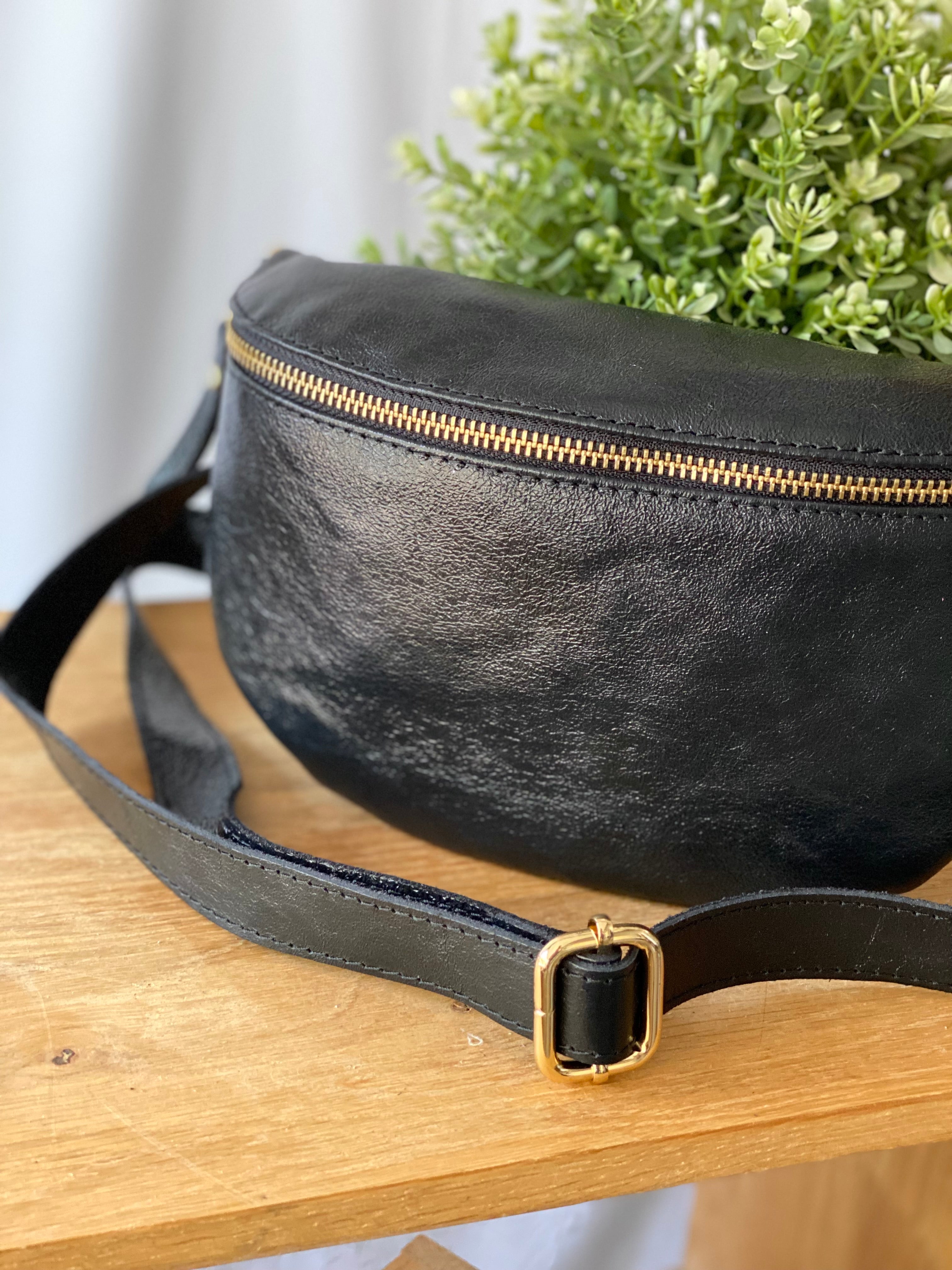 Sac banane 2025 noir cuir