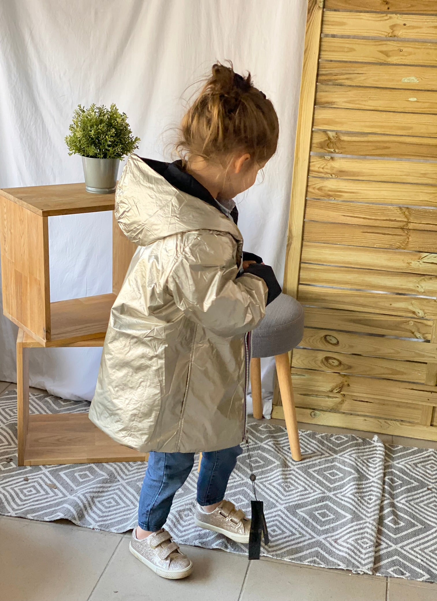 *** PROMO - Taille 10 ans (XXS) Imperméable réversible rembourré LOUISON KIDS enfant (mixte) - Marine / Doré